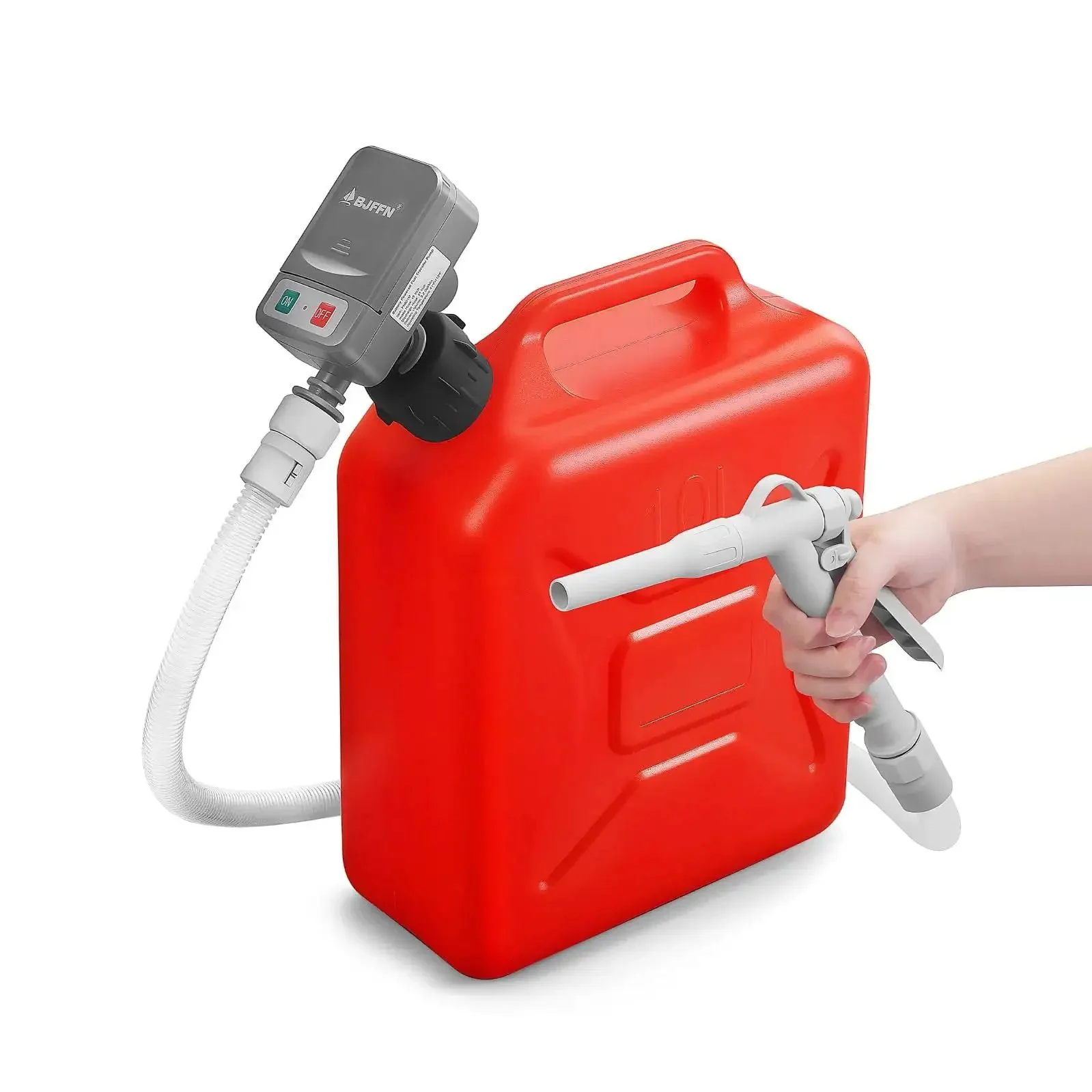 Portable Fuel Pump For Gas, Diesel And Kerosene With 3.2 GPM Flow, 51 Inch Hose, Tank Adapter, And Easy Pour Design For Fast Transfers, A Dope Gift For Men, Gray, Durable Poly Hose, Non Potable Safe
