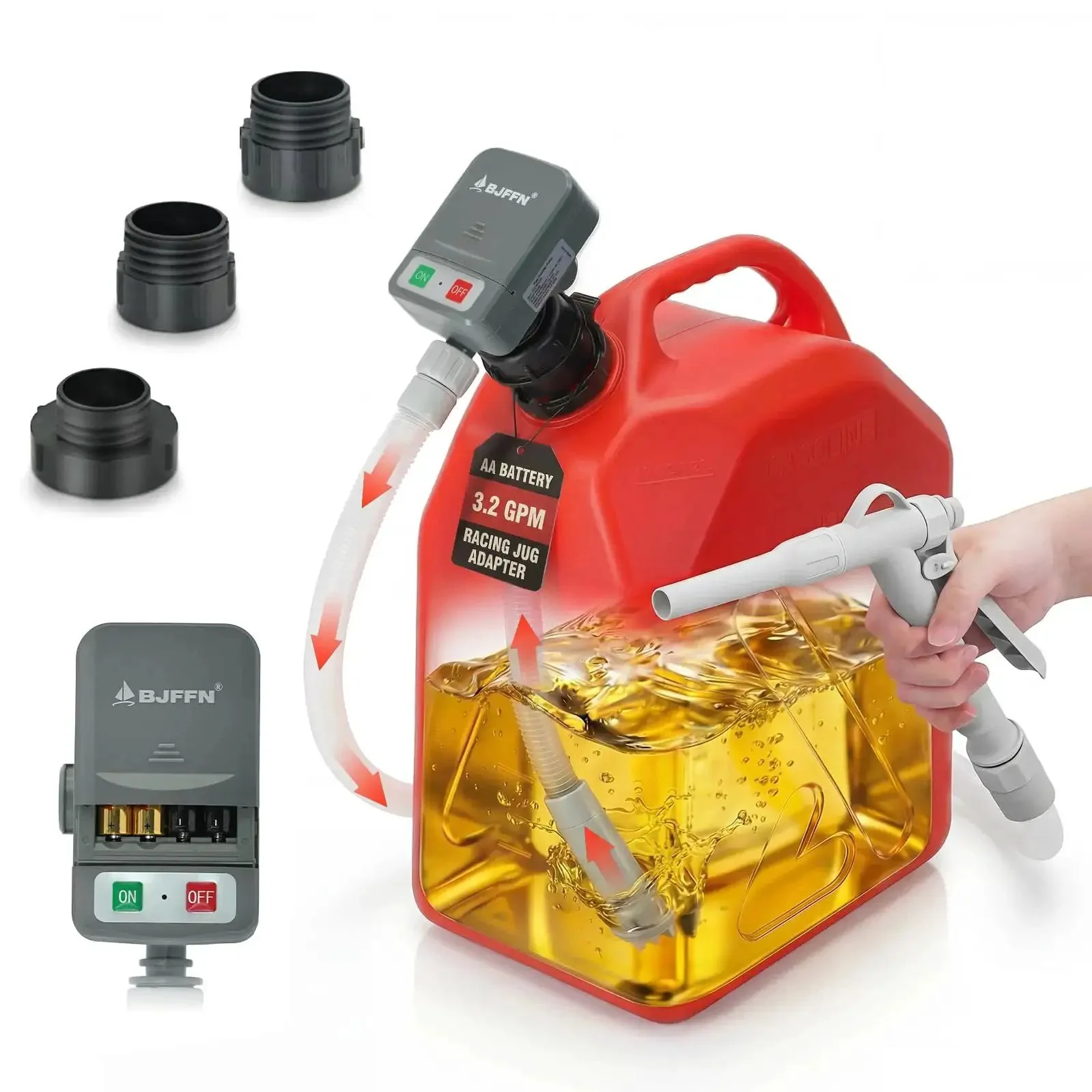 Portable Fuel Pump For Gas, Diesel And Kerosene With 3.2 GPM Flow, 51 Inch Hose, Tank Adapter, And Easy Pour Design For Fast Transfers, A Dope Gift For Men, Gray, Durable Poly Hose, Non Potable Safe - Image 9