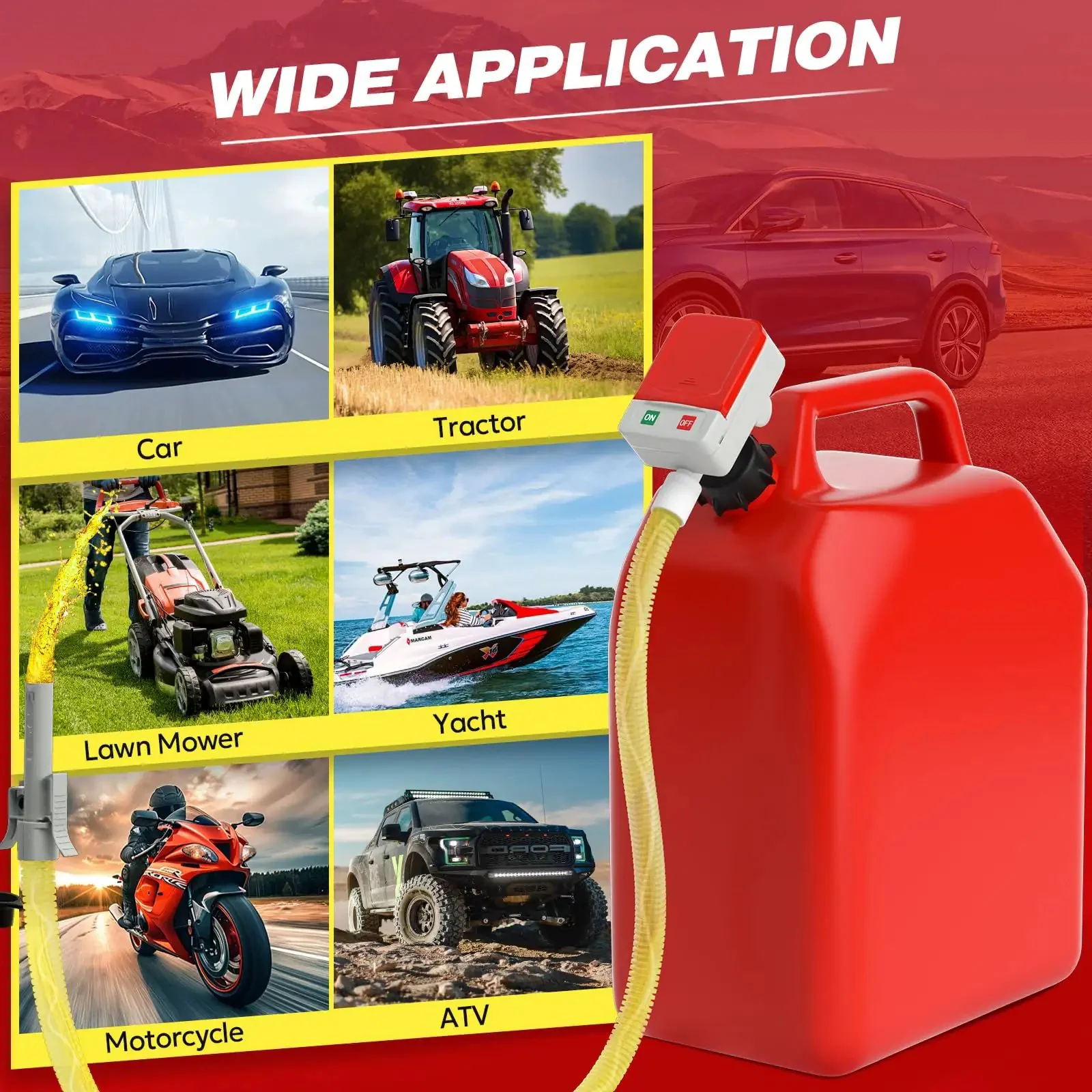 Portable Fuel Transfer Pump With Auto Stop, Fast 3.2 GPM, 51 Inch Hose, Battery And USB Powered, 4 Adapters, Leak Proof Gas Oil Diesel Transfer Kit For Cars, Lawn Mowers, Motorcycles And More - Image 2