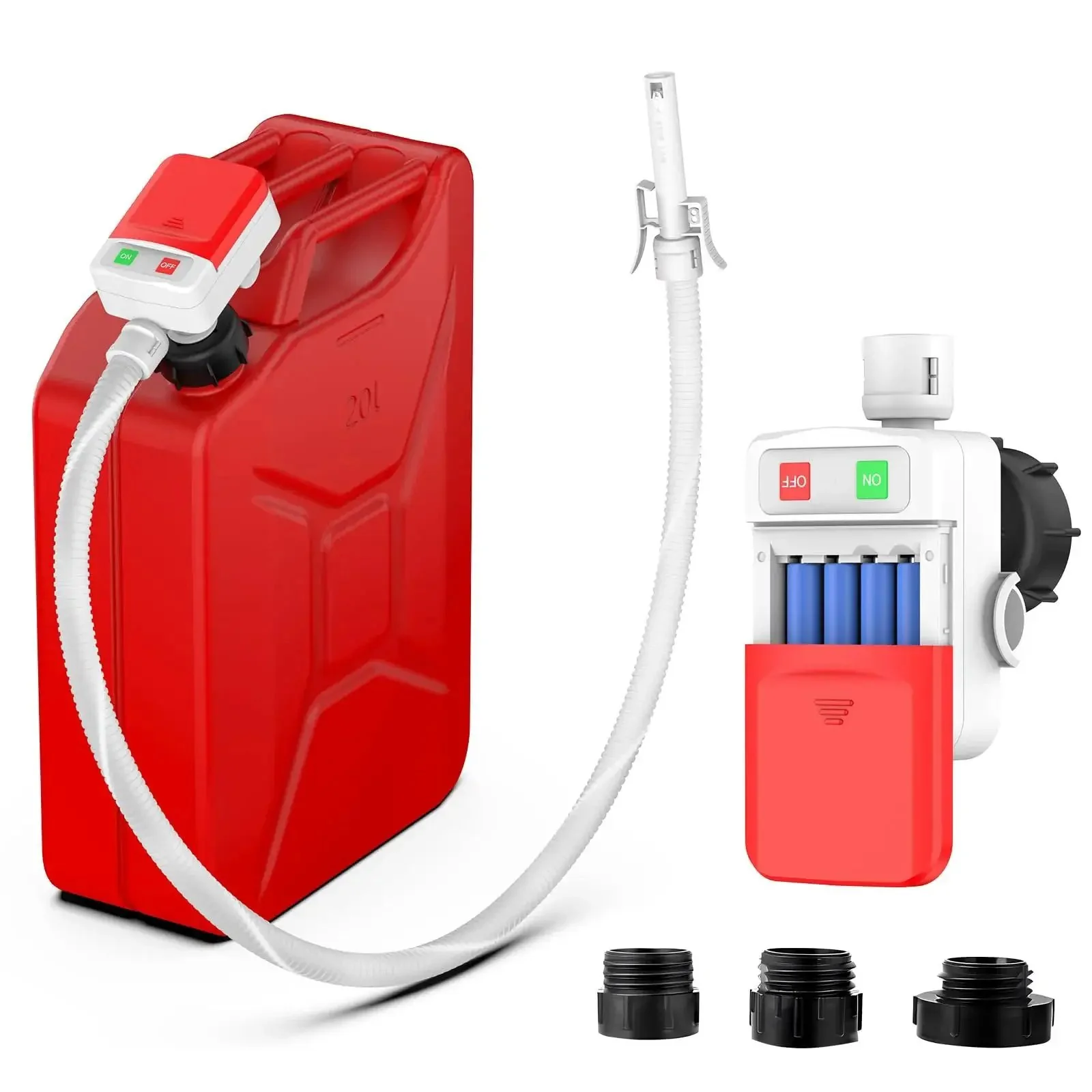 Portable Fuel Transfer Pump With Auto Stop Sensor Prevents Spills 3.2 GPM Automatic Fuel Transfer Kit With Four Tank Adapters For Oil Diesel Gas Ideal For Home Garage Farm And RV