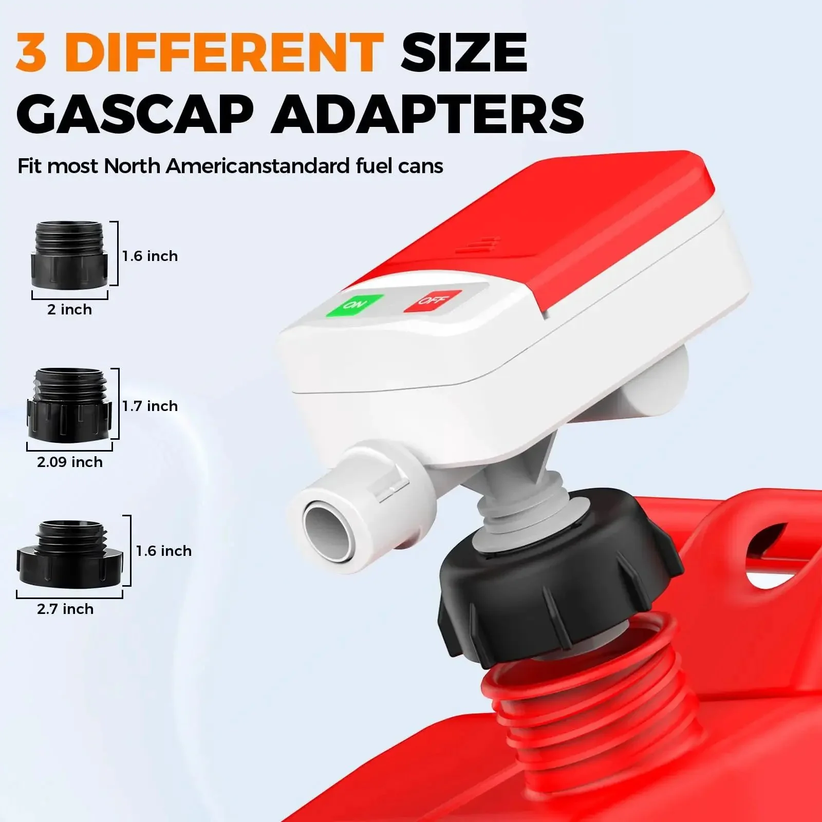 Portable Fuel Transfer Pump With Auto Stop Sensor Prevents Spills 3.2 GPM Automatic Fuel Transfer Kit With Four Tank Adapters For Oil Diesel Gas Ideal For Home Garage Farm And RV - Image 5