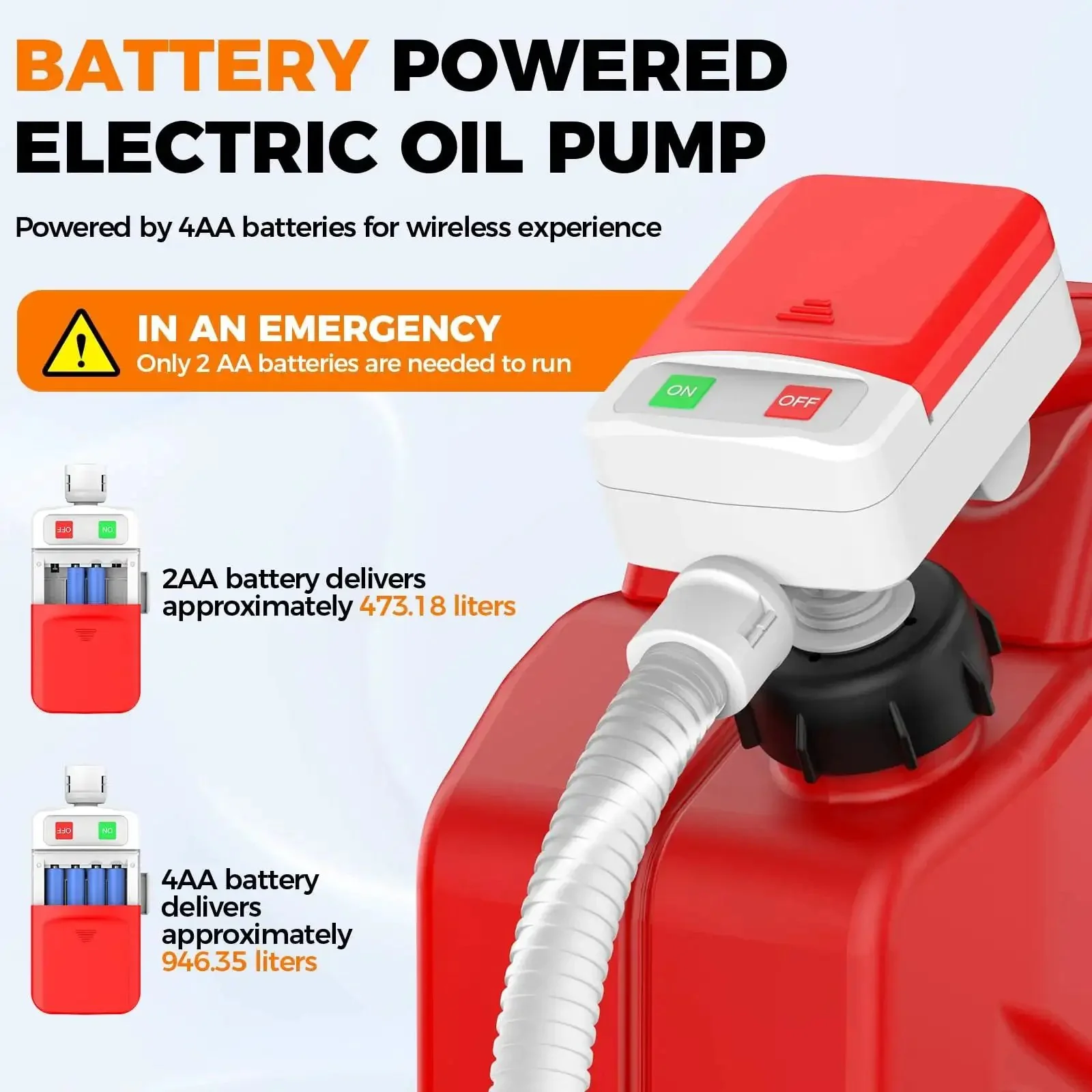 Portable Fuel Transfer Pump With Auto Stop Sensor Prevents Spills 3.2 GPM Automatic Fuel Transfer Kit With Four Tank Adapters For Oil Diesel Gas Ideal For Home Garage Farm And RV - Image 7