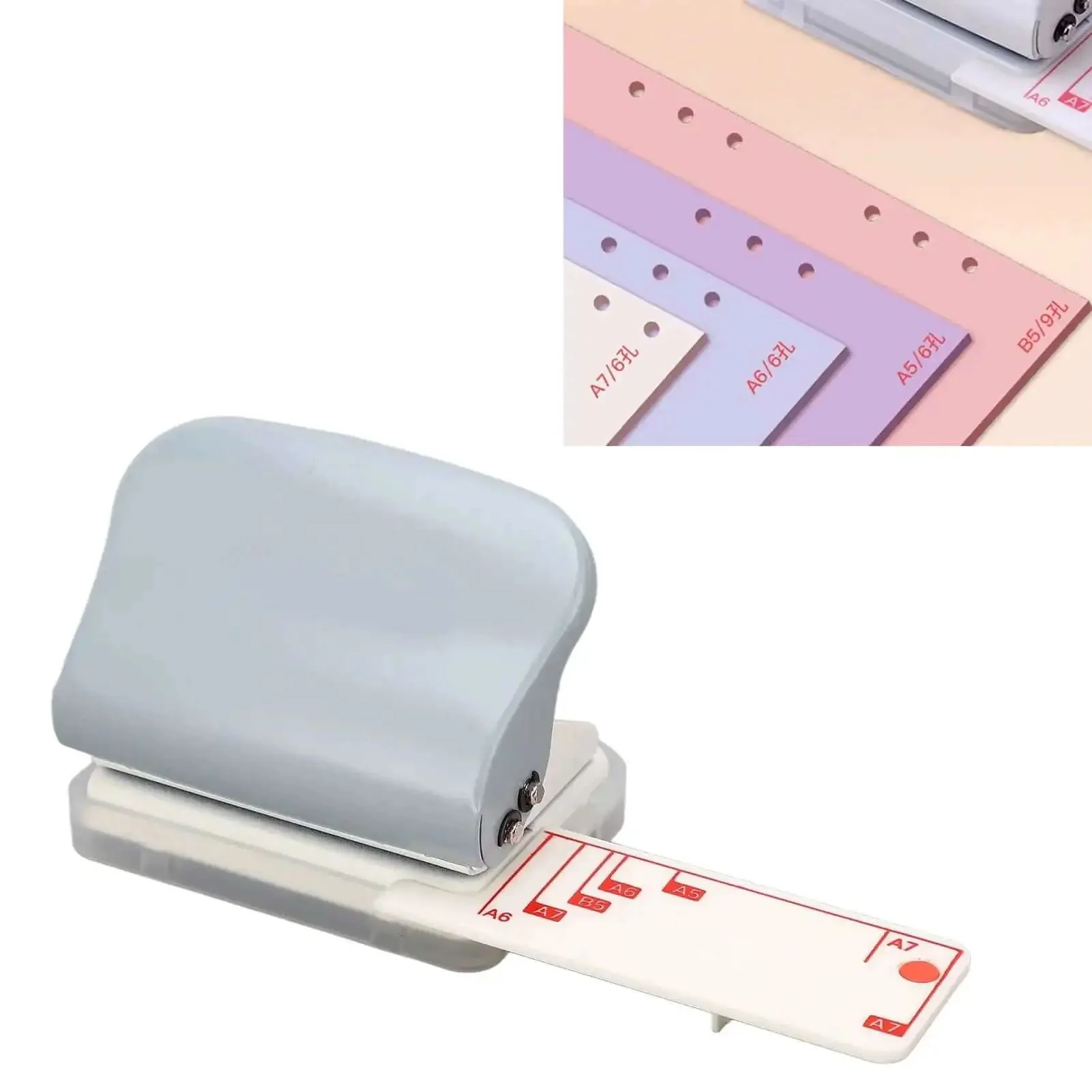 Portable Handheld 3 Hole Puncher With 5 Sheet Capacity Built Like A Tank All Metal Punch For Scrapbooks And Loose Leaf Pages DIY Hole Punching With Positioning Post And Ruler Sturdy Grey Craft Tool On The Go - Image 2