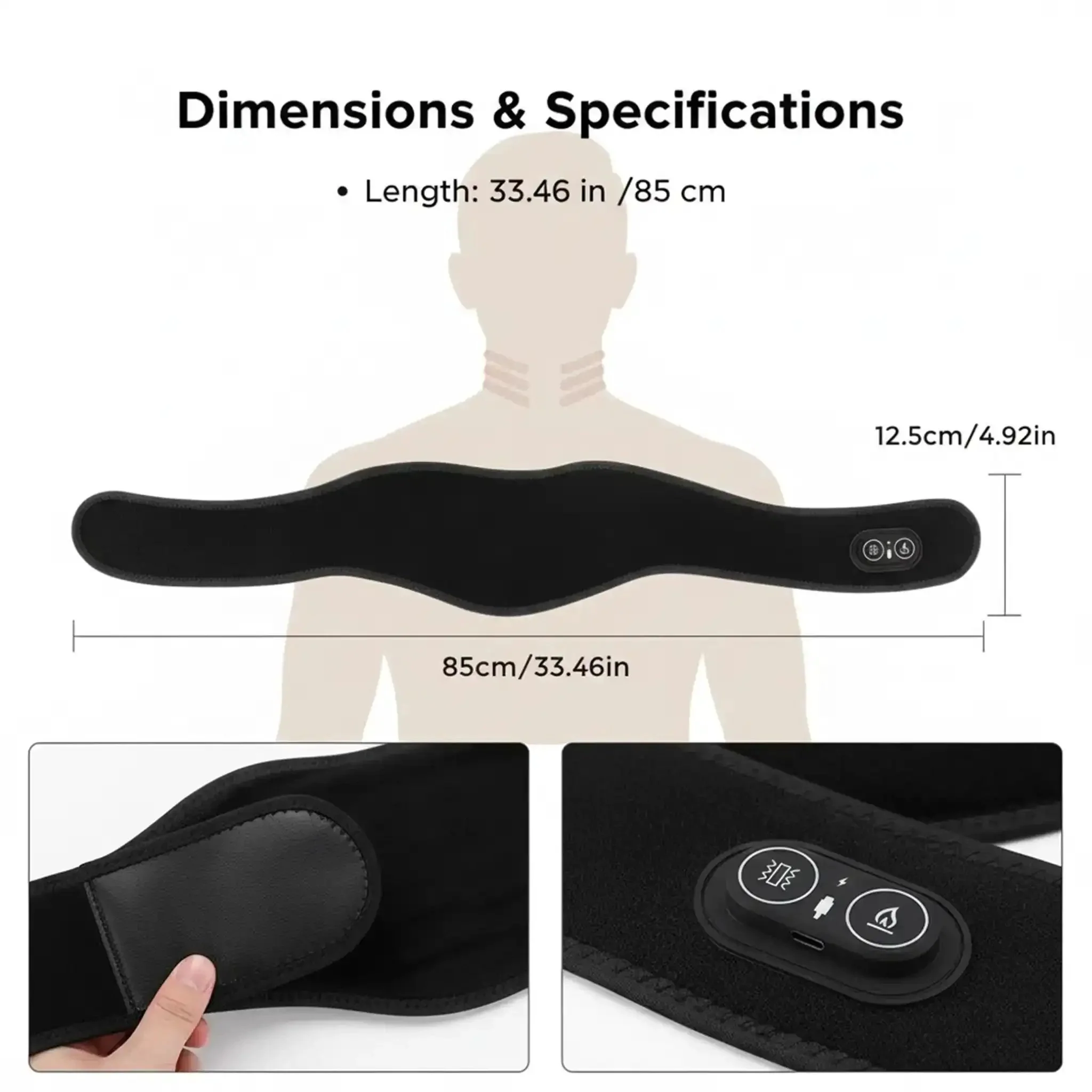 Portable Heated Neck Massager Wrap With 3 Heat Levels And 3 Vibration Modes Rechargeable Soft Wearable Neck Pad For All Day Cozy Comfort At Home And Everyday Relaxation - Image 3