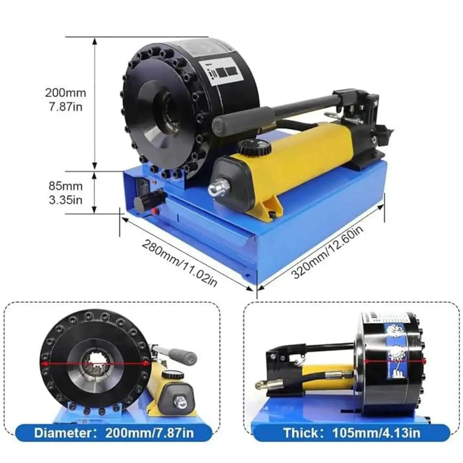Portable Hydraulic Hose Crimping Tool Kit With 8 Die Sets Handheld Press Crimper Mini Hose Crimp Machine For Tight Fittings Magnetic Easy Install Tank High Pressure Performance For Pro Grade Hoses - Image 3