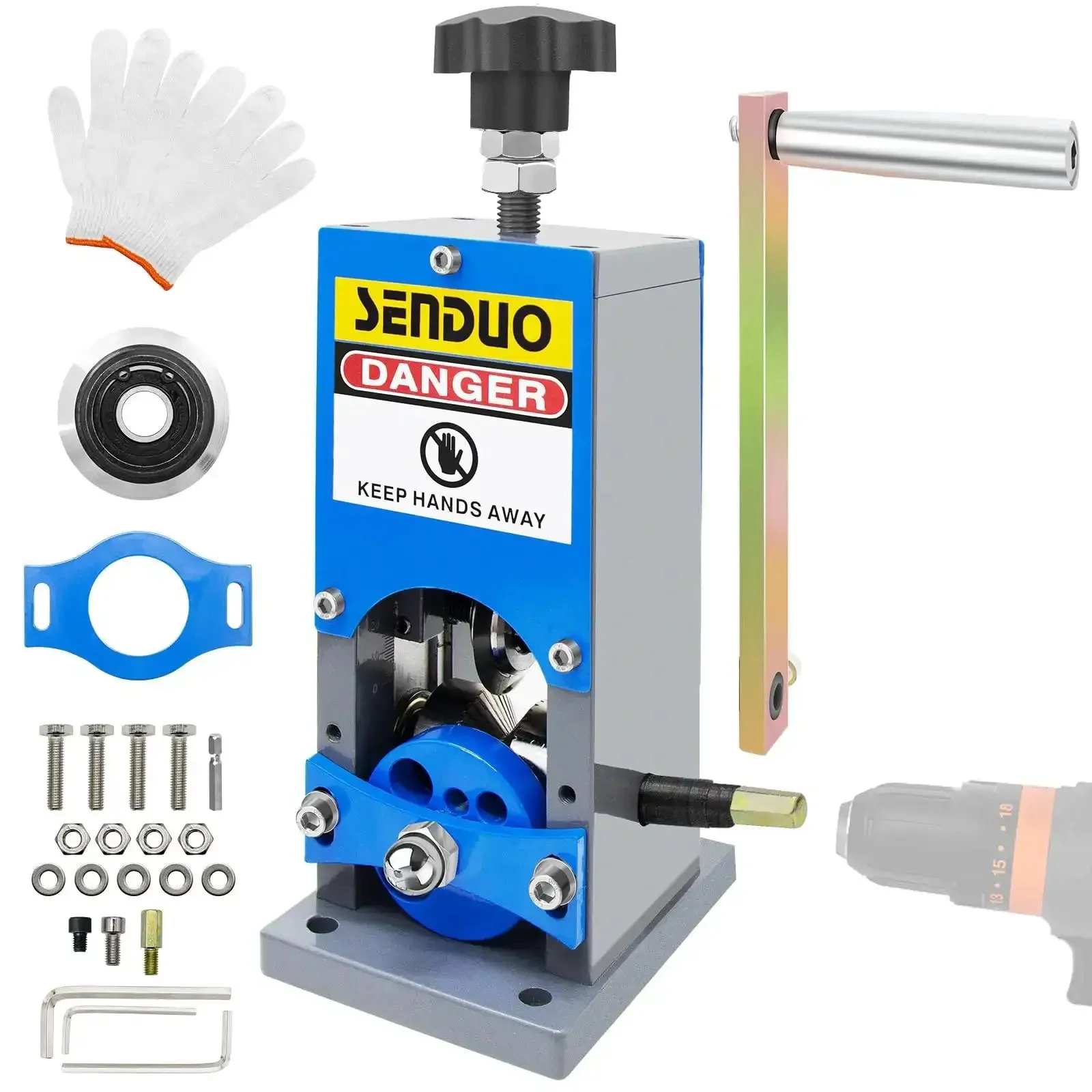 Portable Manual Wire Stripper Machine With Hand Crank Adjustable 0.06 To 1.57 Inch Cable Stripper For Drill Durable Aluminum Construction Great For Scrap Copper Recycling