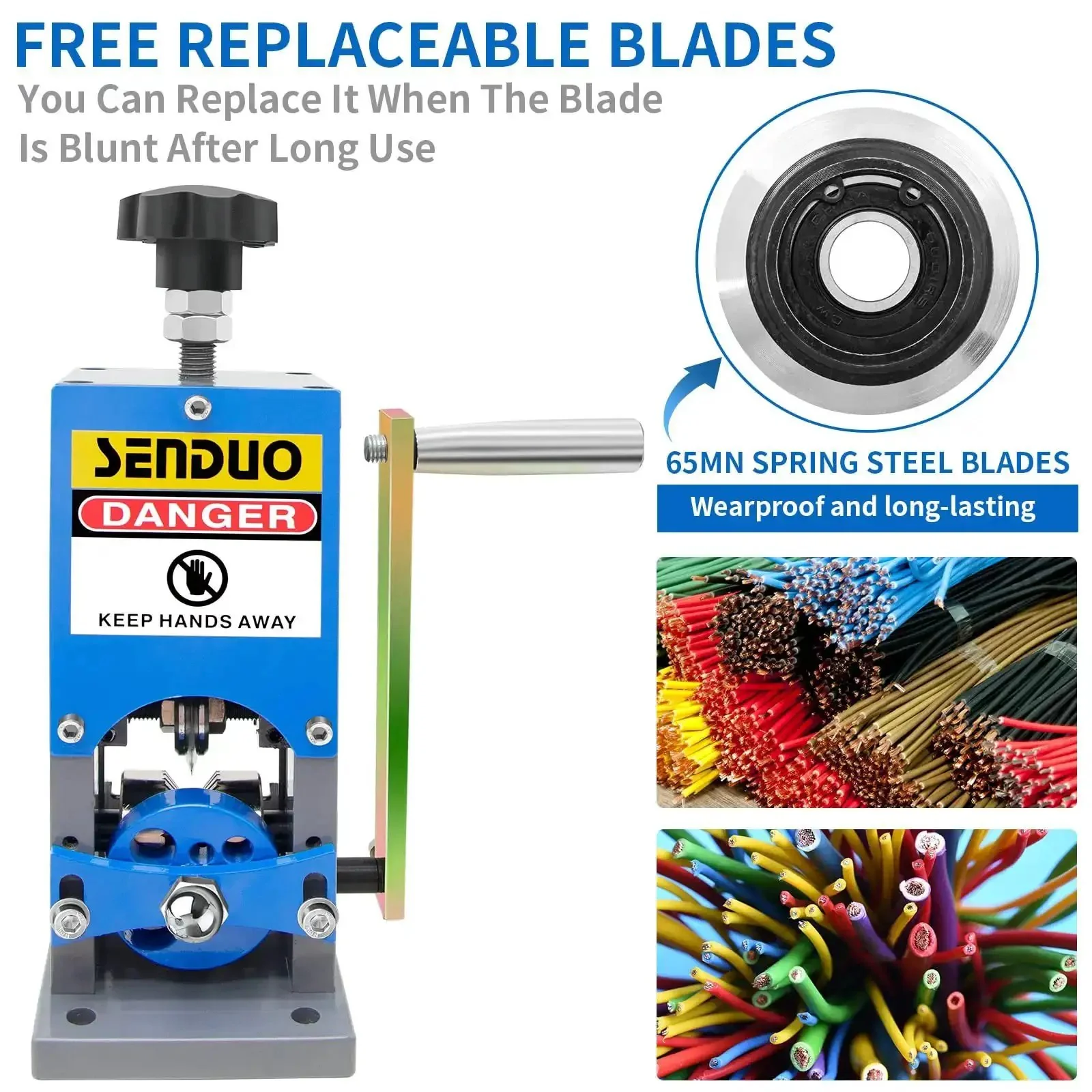 Portable Manual Wire Stripper Machine With Hand Crank Adjustable 0.06 To 1.57 Inch Cable Stripper For Drill Durable Aluminum Construction Great For Scrap Copper Recycling - Image 4