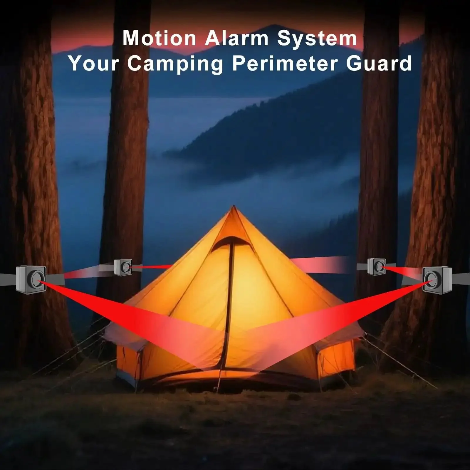 Portable Outdoor Perimeter Alarm System With One Quarter Mile Waterproof Wireless Motion Sensors And Detector, Personal Security For Wildlife And Strangers, Perfect For Camping Trips Hikes Hunts And Fishing, Includes One Receiver And Four Sensors - Image 4