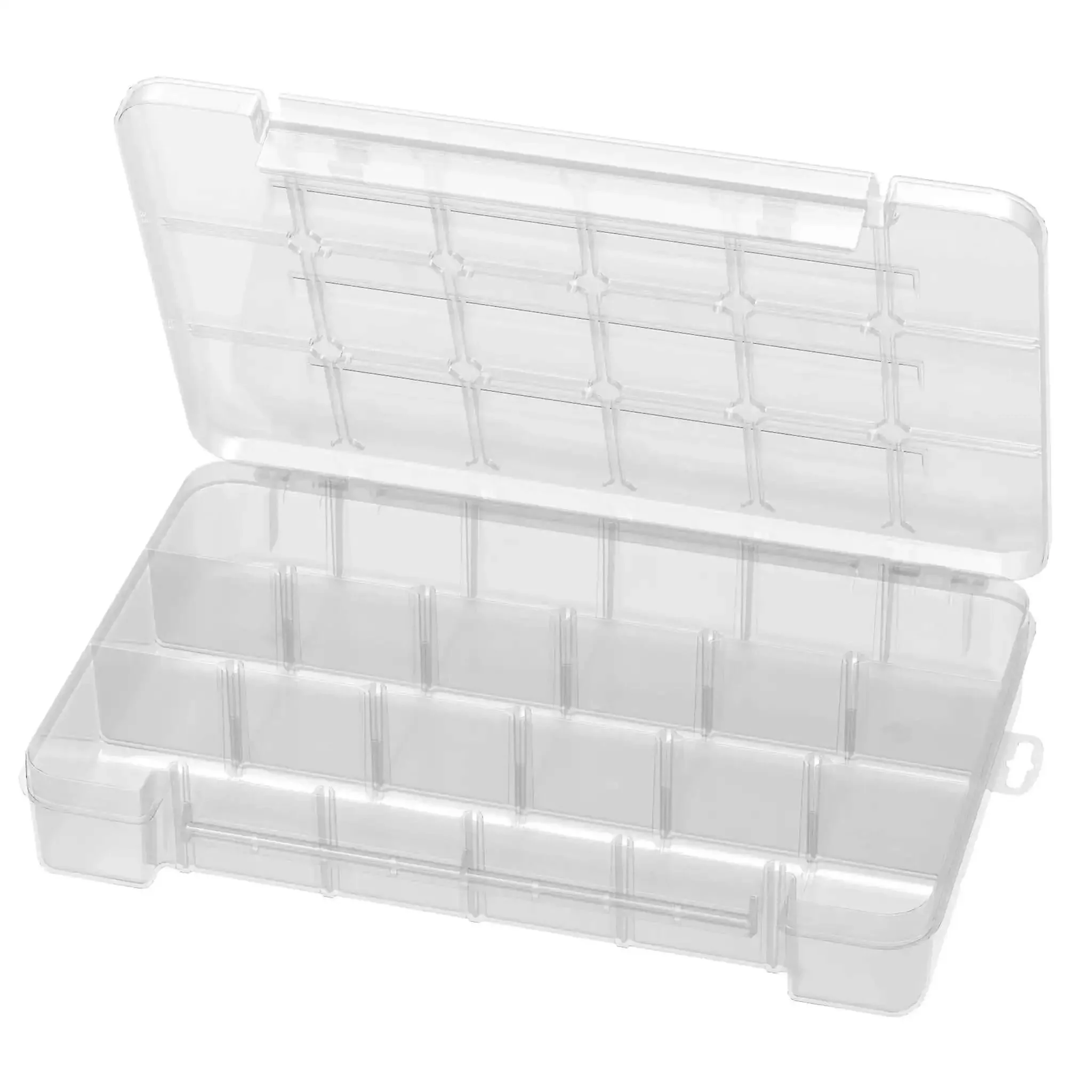 Portable Plastic Parts Storage Case With Hinged Lid And Five Adjustable Dividers Large Clear Organizer For Hardware Nuts Bolts Beads Jewelry Making Electronics Sewing Notions And Other Craft Supplies Dimensions 14 3 8 In By 9 1 2 In By 2 1 2 In - Image 2