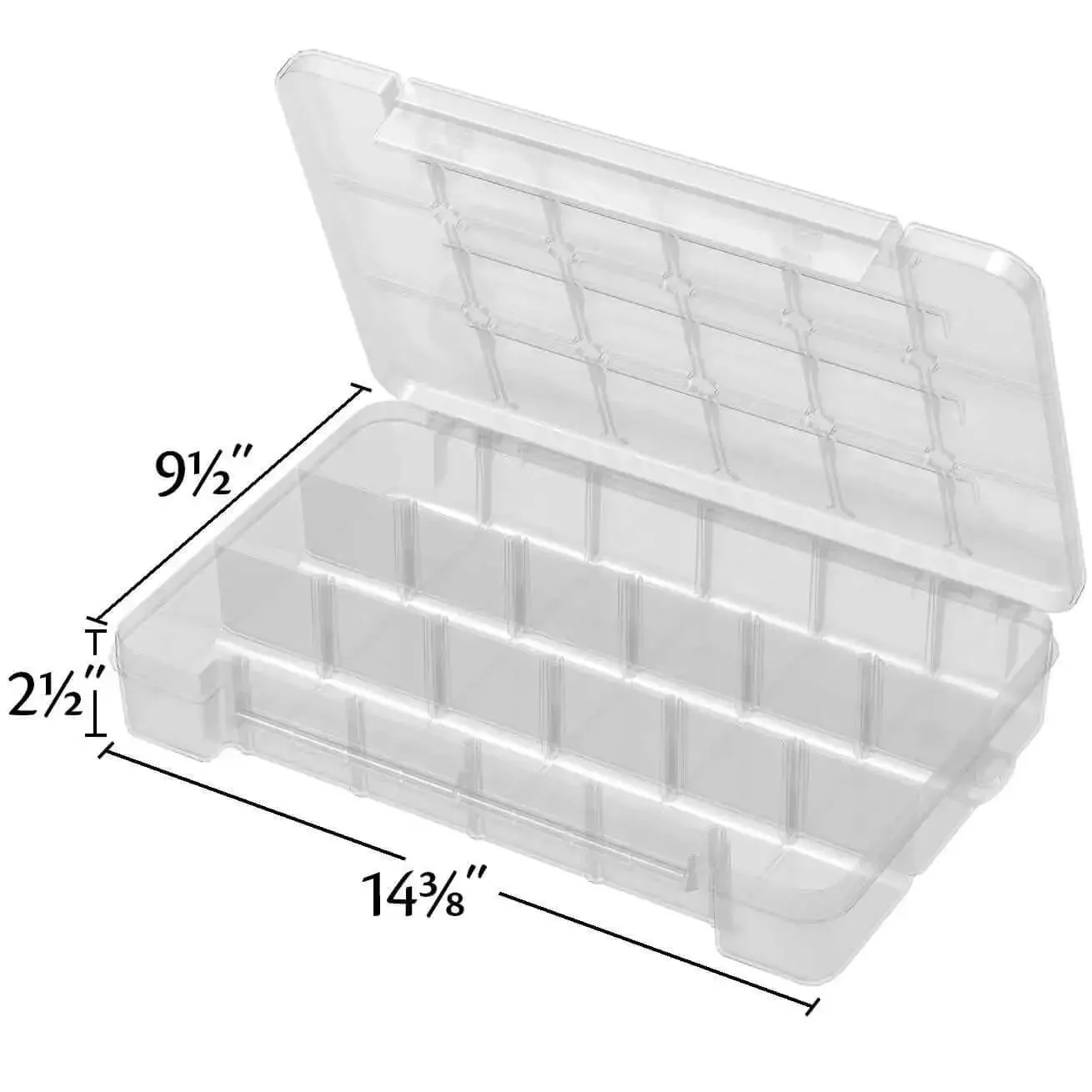 Portable Plastic Parts Storage Case With Hinged Lid And Five Adjustable Dividers Large Clear Organizer For Hardware Nuts Bolts Beads Jewelry Making Electronics Sewing Notions And Other Craft Supplies Dimensions 14 3 8 In By 9 1 2 In By 2 1 2 In - Image 5