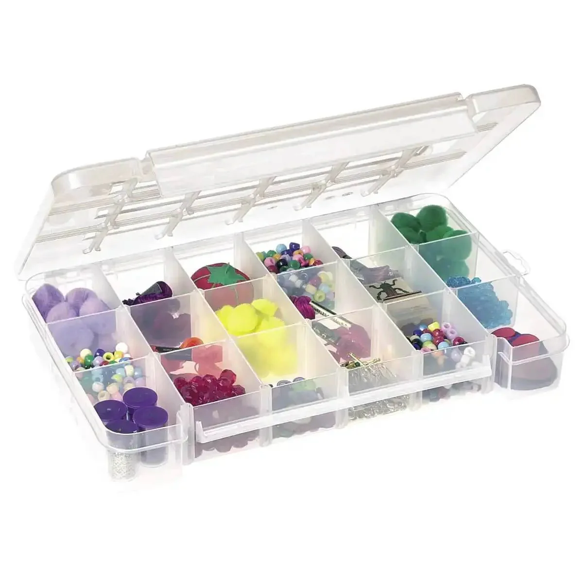 Portable Plastic Parts Storage Case With Hinged Lid And Five Adjustable Dividers Large Clear Organizer For Hardware Nuts Bolts Beads Jewelry Making Electronics Sewing Notions And Other Craft Supplies Dimensions 14 3 8 In By 9 1 2 In By 2 1 2 In - Image 7