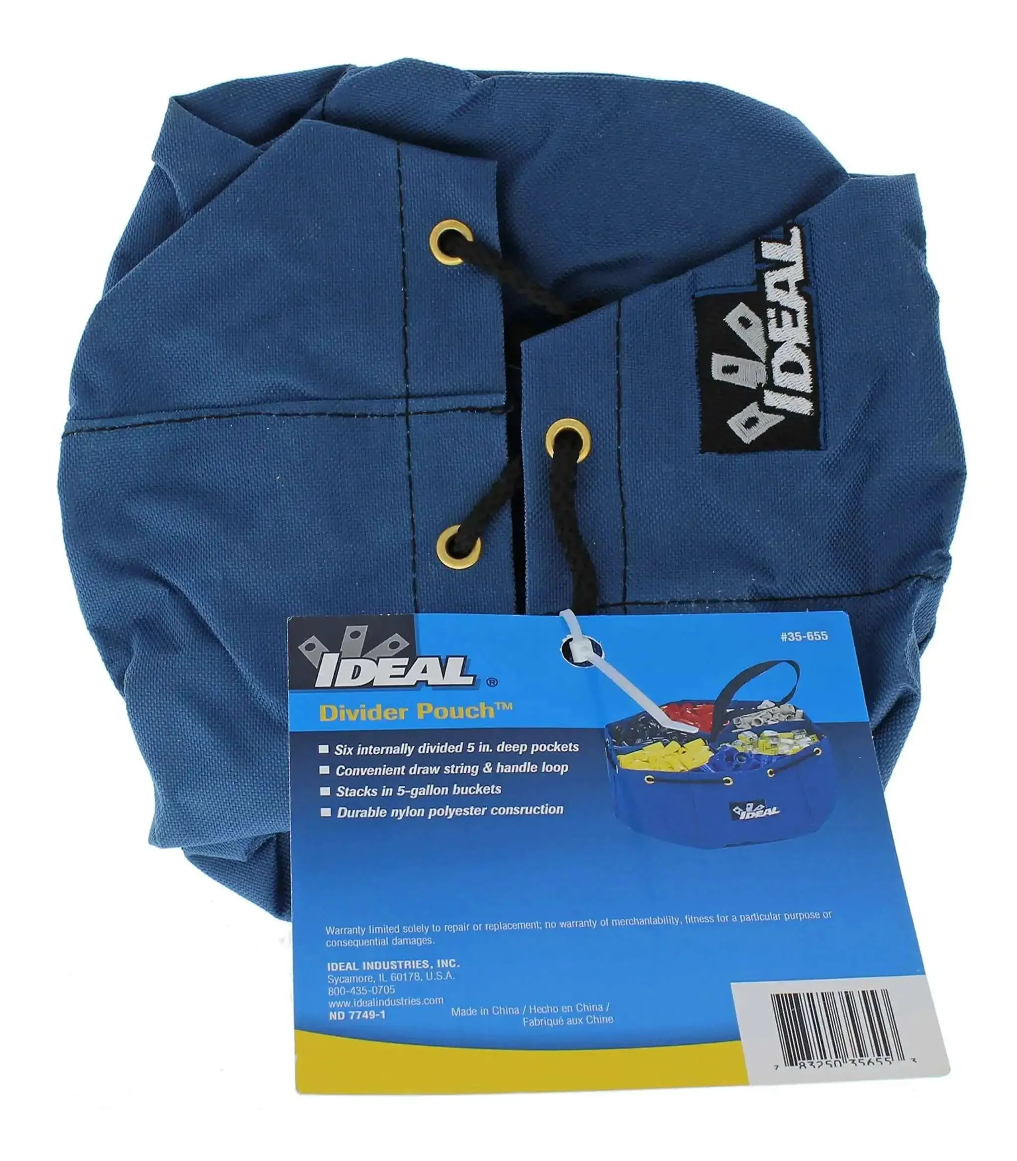 Portable Small Parts And Tools Bag With Loop Handles, 5-Inch Divider Pockets, Drawstring Opening, Durable Carry Case For Tools And Accessories, Perfect On-The-Go Jobsite Organizer - Image 6