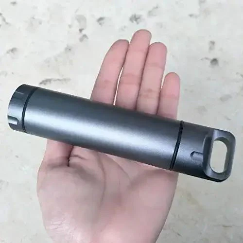 Portable Survival Waterproof Pill Container For Outdoor EDC Gear, CNC Machined Aluminum Bottle, Unbreakable And Lightweight, Stores Pills, Vitamins, Cash, USB Drives, Matches, Batteries, And More For Hiking, Camping, Fishing