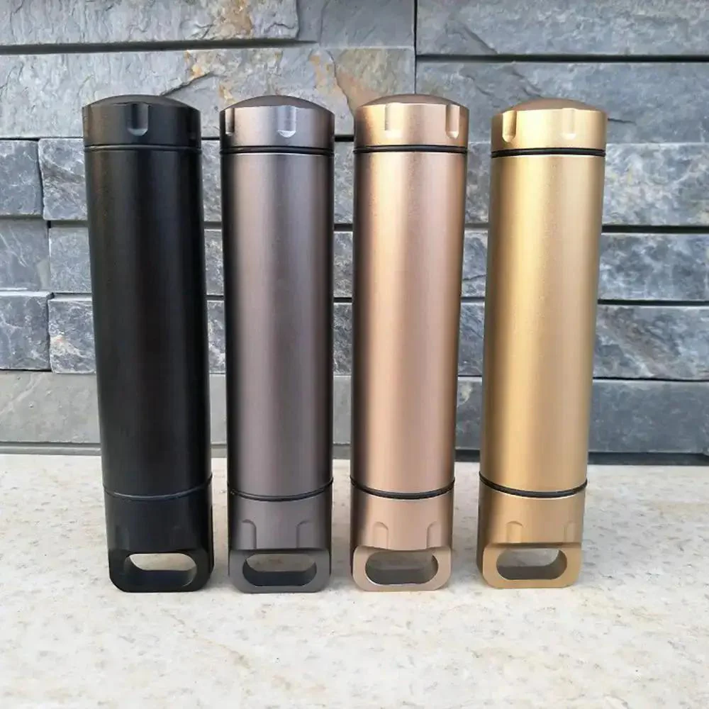 Portable Survival Waterproof Pill Container For Outdoor EDC Gear, CNC Machined Aluminum Bottle, Unbreakable And Lightweight, Stores Pills, Vitamins, Cash, USB Drives, Matches, Batteries, And More For Hiking, Camping, Fishing - Image 7