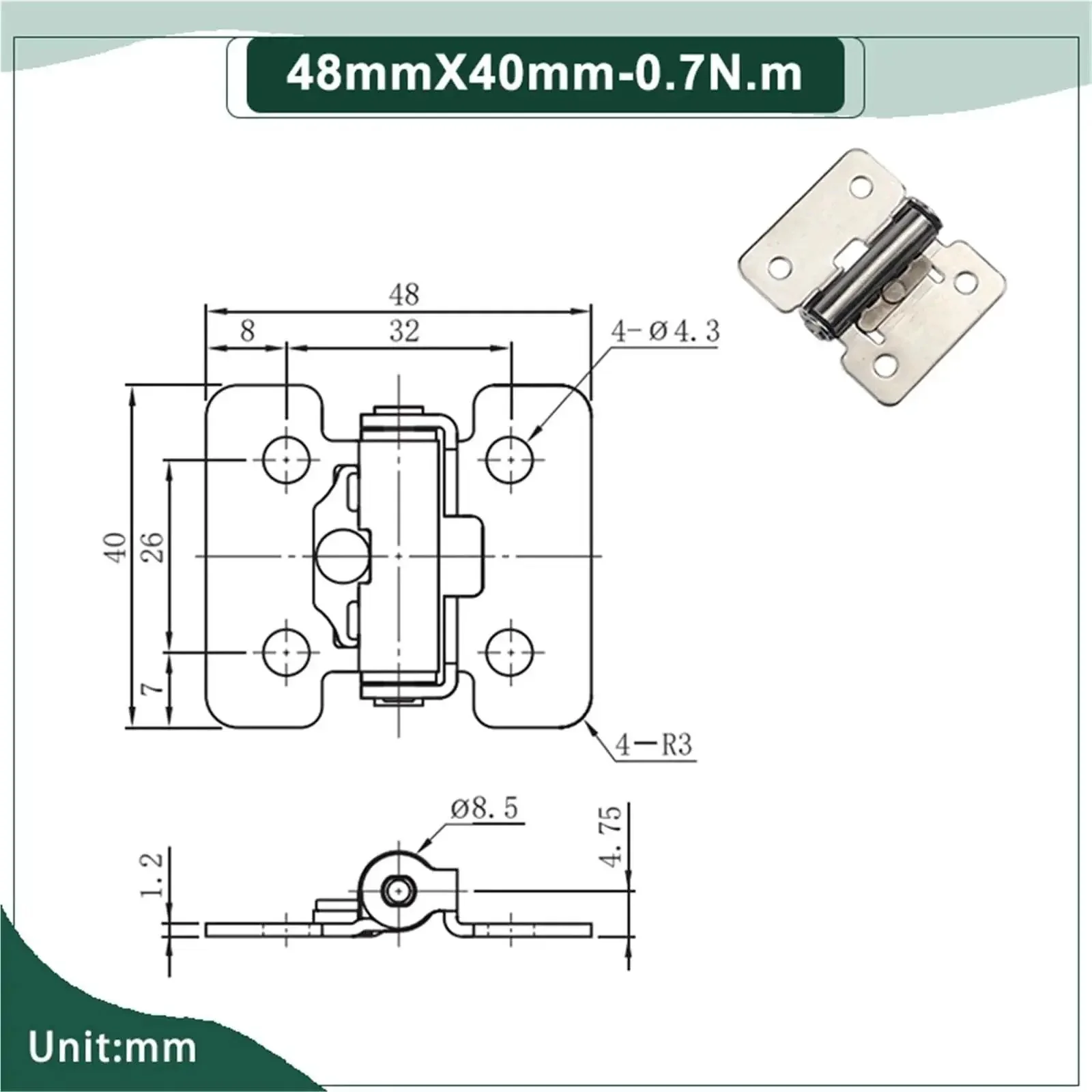 Positionable Torque Stainless Steel Door Hinges Adjustable 0.7 Nm Torque 48x40mm One Piece Heavy Duty Hinges Built To Last For Interior And Exterior Doors - Image 4