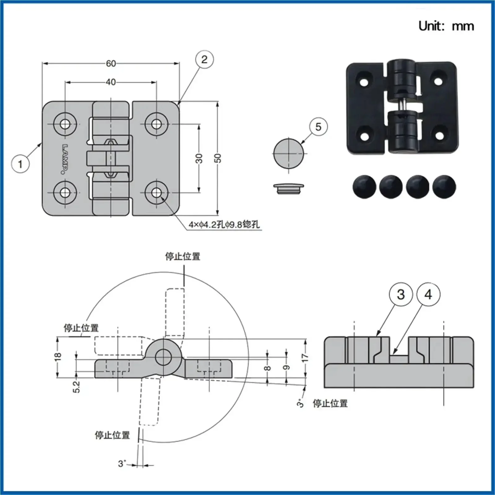 Positioning Torque Hinge For Medical Equipment With 90 Degree Limit Resin Black Beefy Heavy Duty Durable Joint Single Unit For Precise Angles In Hospitals And Clinics - Image 5