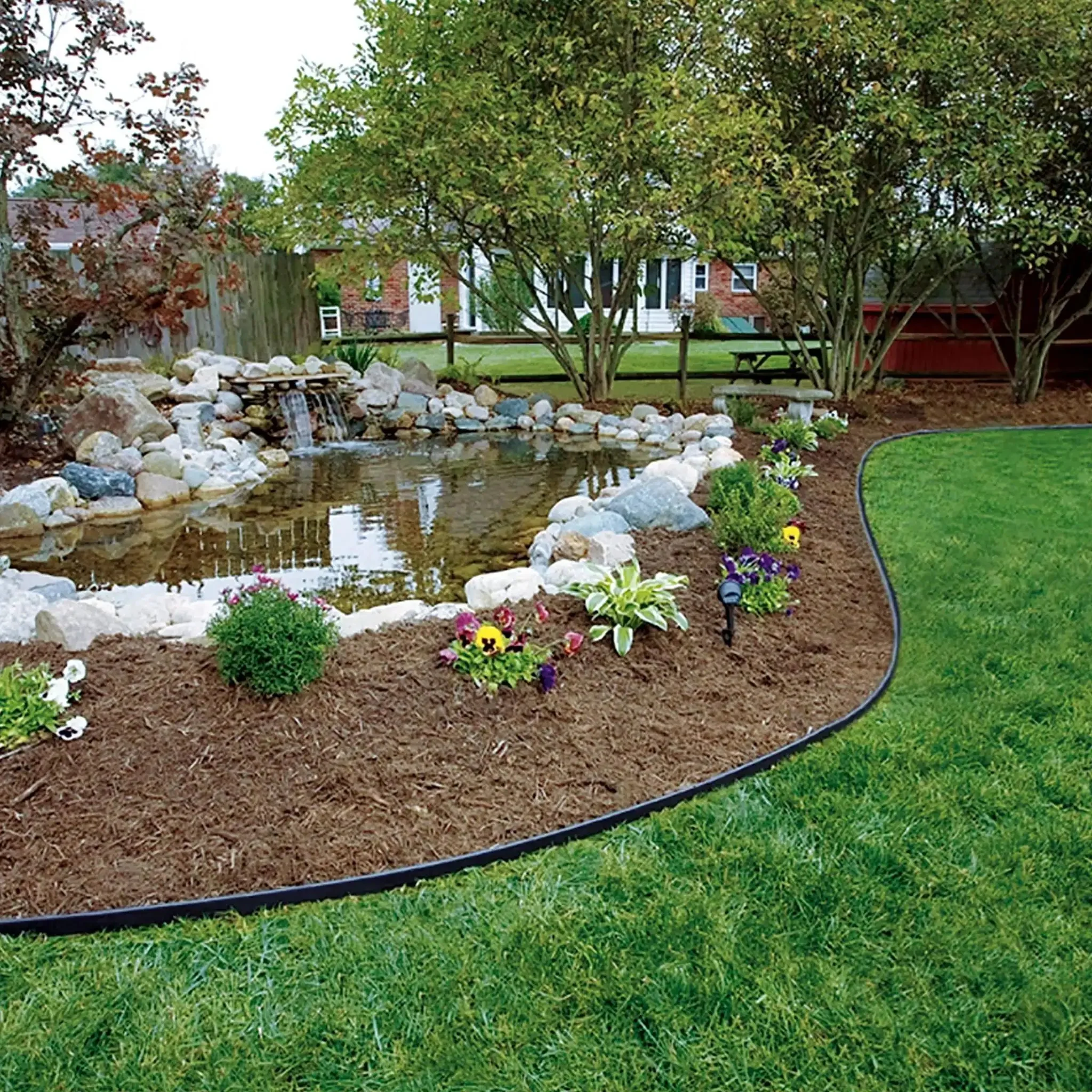 Pound-In Lawn Edging With Bonus Anchoring Stakes For Easy DIY Landscape Border, 4.5 Inch Straight-Top Plastic Garden Border Kit, 20 Foot Black, No Professional Help Needed For Clean, Neat Yard Lines - Image 2