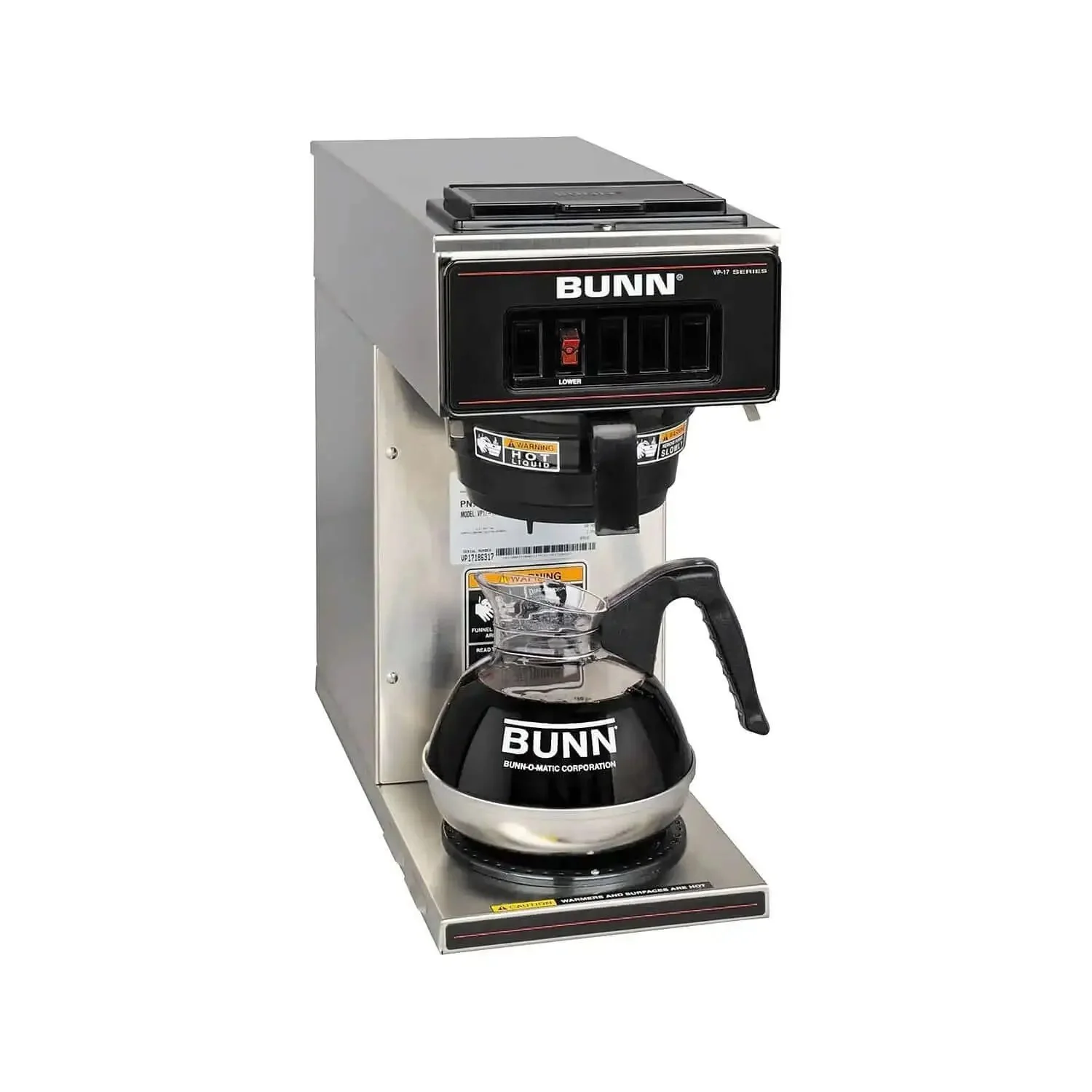 Pourover Coffee Brewer With One Warmer Pro Grade Commercial Coffee Maker In Stainless Steel Silver Finish VP17-1SS Model Standard Capacity Heavy Duty Brew System - Image 3