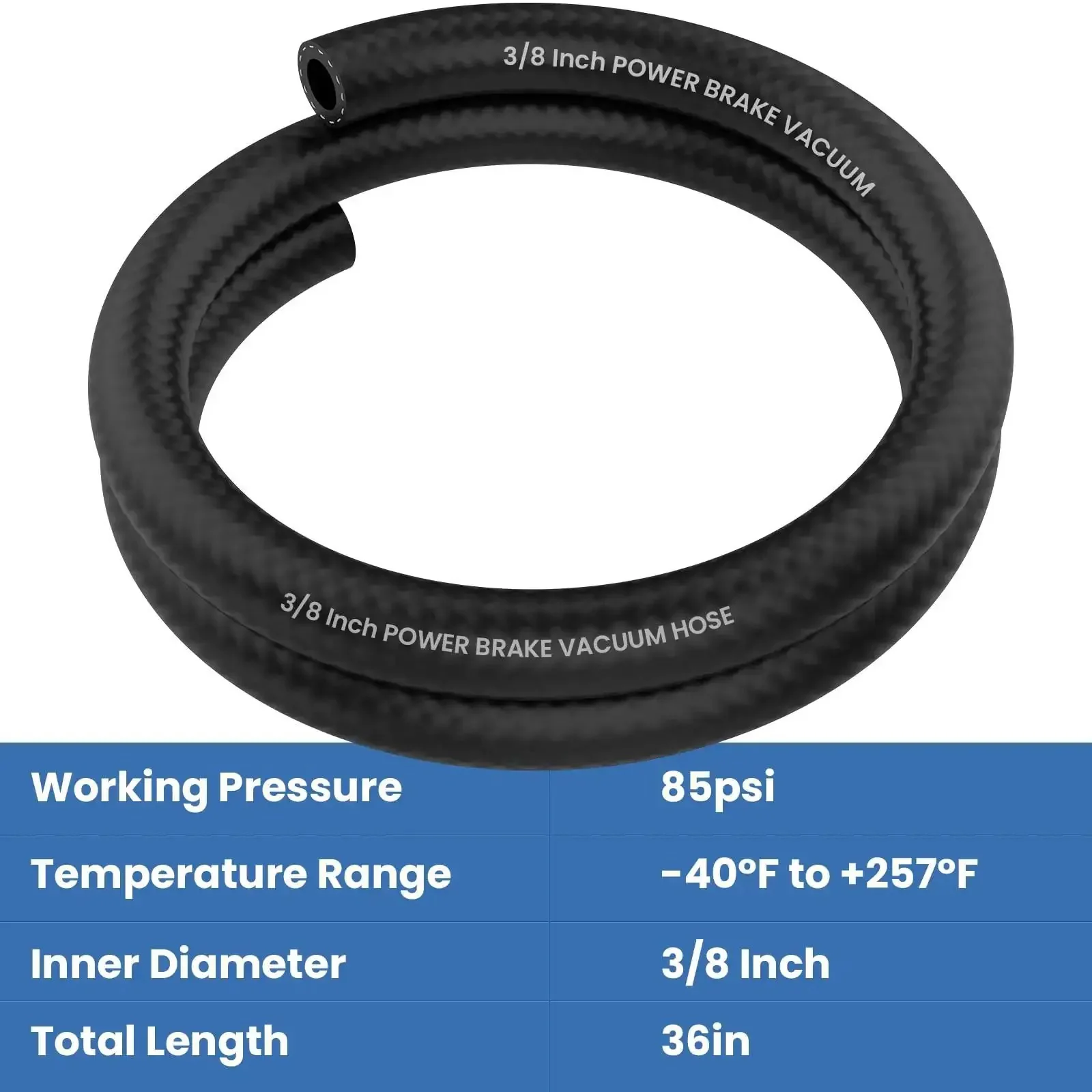 Power Brake Vacuum Hose 11/32 Inch By 36 Inch 85 PSI Heavy Duty Reinforced Brake Booster Vacuum Line For Rock Solid Braking Performance Easy Fit And Long Lasting Durability 1 Pack - Image 6