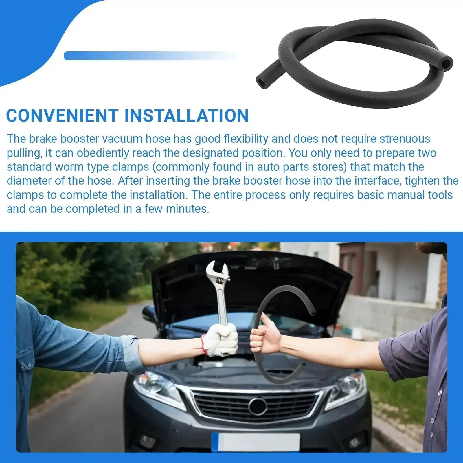 Power Brake Vacuum Hose For Passenger Cars And Light Trucks 3 Feet Long Inner Diameter 0.46875 Inch Outer Diameter 0.78 Inch Pro Grade Durable Flexible Brake Booster Vacuum Hose Kit For Auto Brakes 1 Pack - Image 3