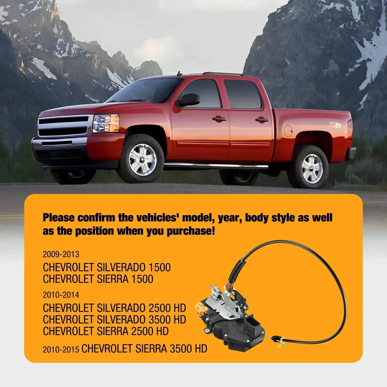 Power Door Lock Latch Actuator With Cable Front Left Driver Side for Chevrolet Silverado Sierra 1500 2500HD 3500HD Direct Replacement Drop In Easy Install Premium Quality Durable Fit - Image 2