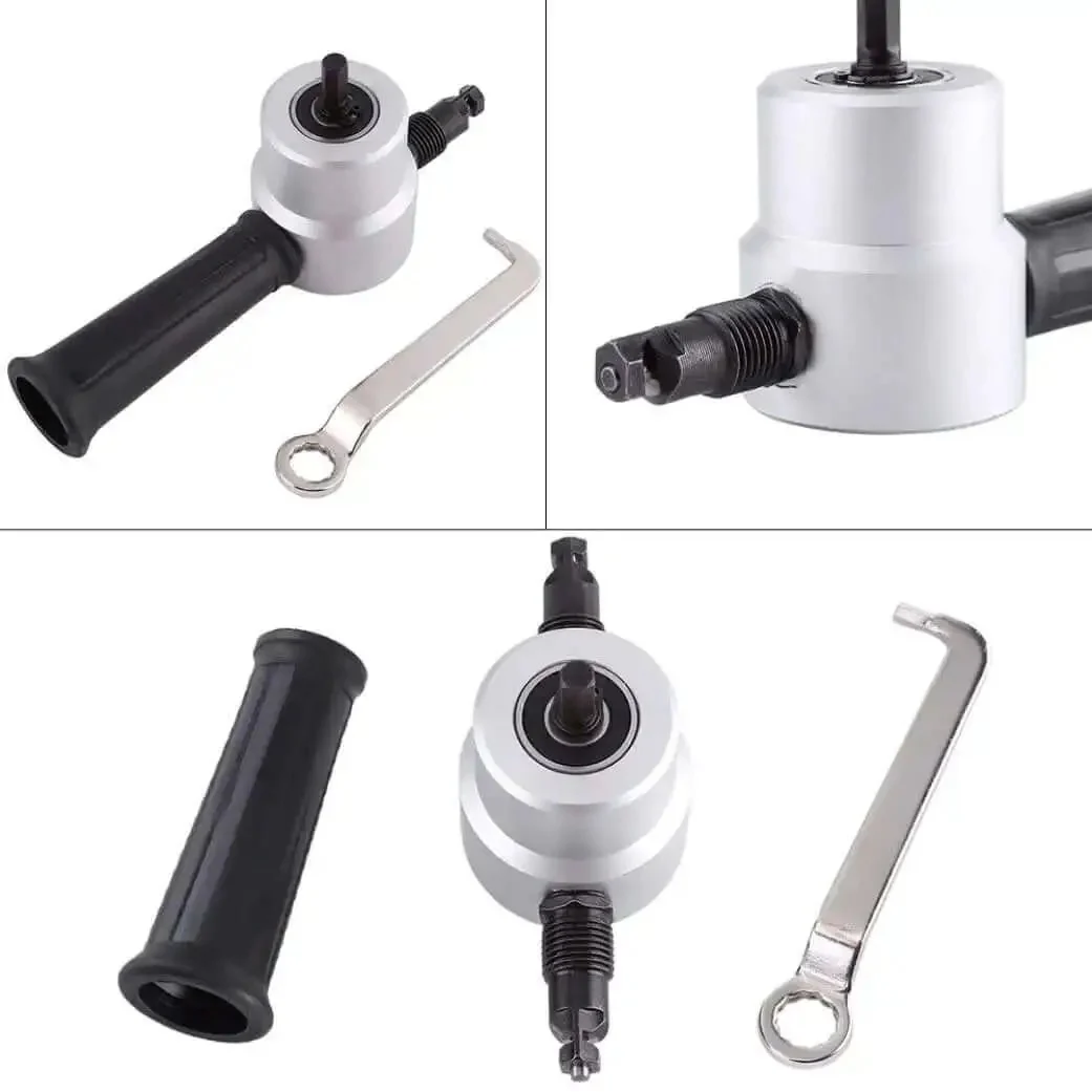 Power Drill Nibbler Attachment For Metal Sheets With Double Head And 360 Degree Adjustable Operation Ergonomic Handle Wrench Included 8mm Shank Required Ideal For Car Repair And Sheet Metal Projects Orange - Image 4