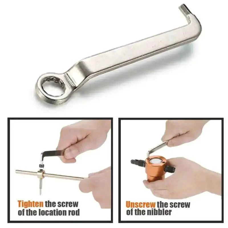 Power Drill Nibbler Attachment With 360 Degree Adjustable Double Head Metal Sheet Cutter And Wrench For Quick, Clean Cuts In Aluminum And Steel Sheets, Durable Silver Orange Build, Lightweight And Easy To Use - Image 5