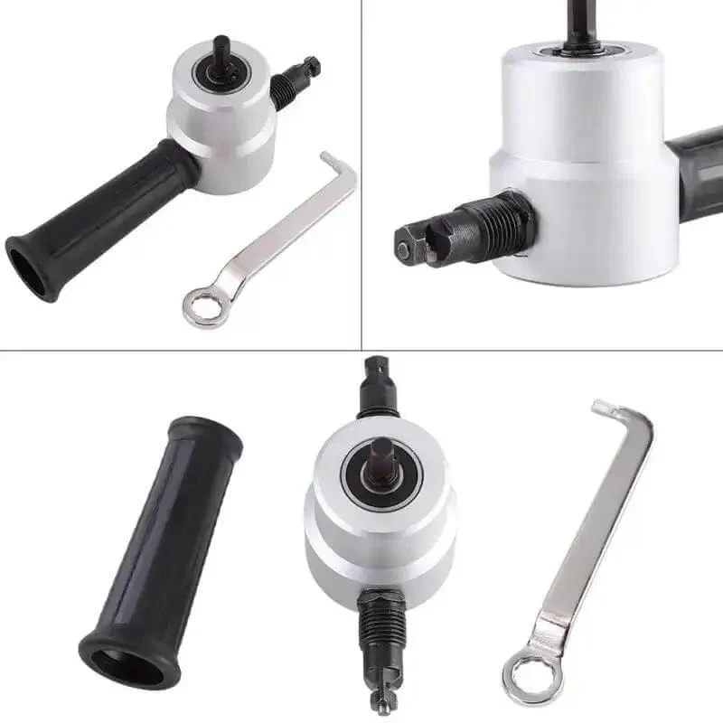 Power Drill Nibbler Attachment With 360 Degree Adjustable Double Head Metal Sheet Cutter And Wrench For Quick, Clean Cuts In Aluminum And Steel Sheets, Durable Silver Orange Build, Lightweight And Easy To Use - Image 6