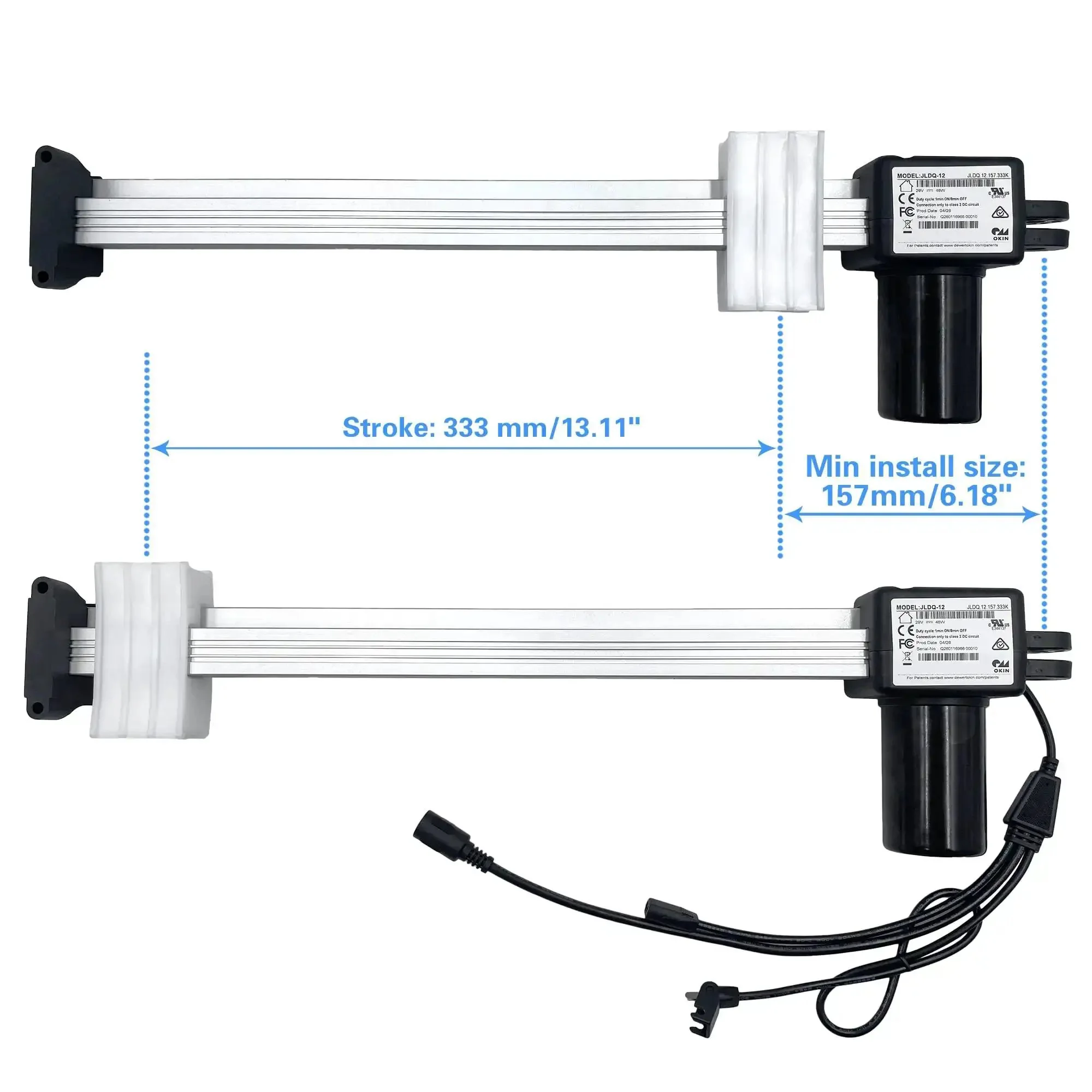 Power Recliner Actuator Replacement Kit JLDQ-12.157.333K For Lift Chairs Includes Power Supply 2 Button 5 Pin Round Hand Controller And 6.6Ft US Version AC Cable Cord Replaces JLDQ.12.157.333E, F, G, H, L, P, U, V, W, X, Z And RMT R8123 R812301156333 - Image 4