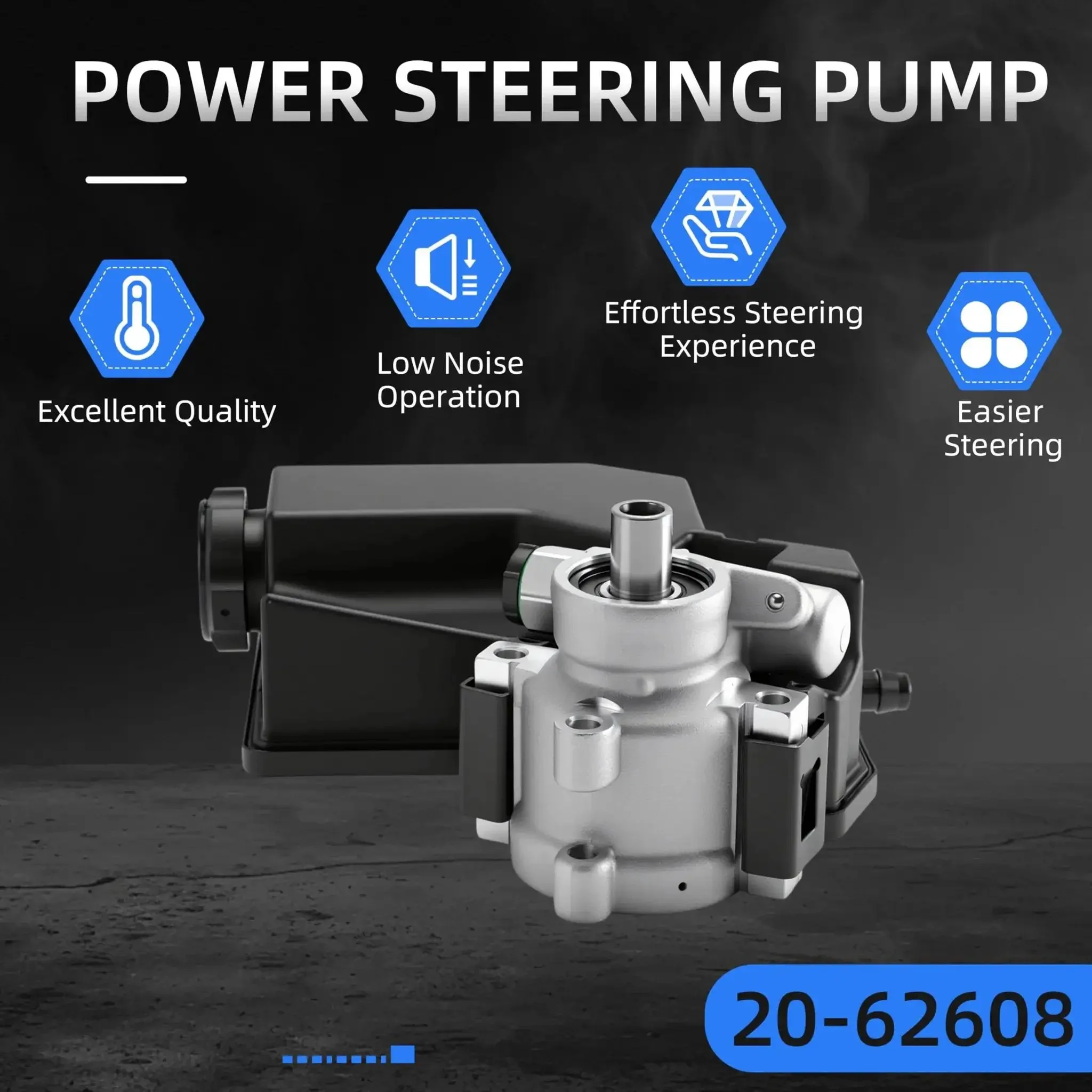 Power Steering Pump Replacement Fits Jeep Grand Cherokee 2001 To 2004 V8 4.7L Dodge Viper 2003 To 2006 V10 8.3L And Dodge Ram 1500 2004 To 2006 V10 8.3L Beefy Replacement Part 2062608 9662608 20608 52089300AA 52089300AB - Image 6