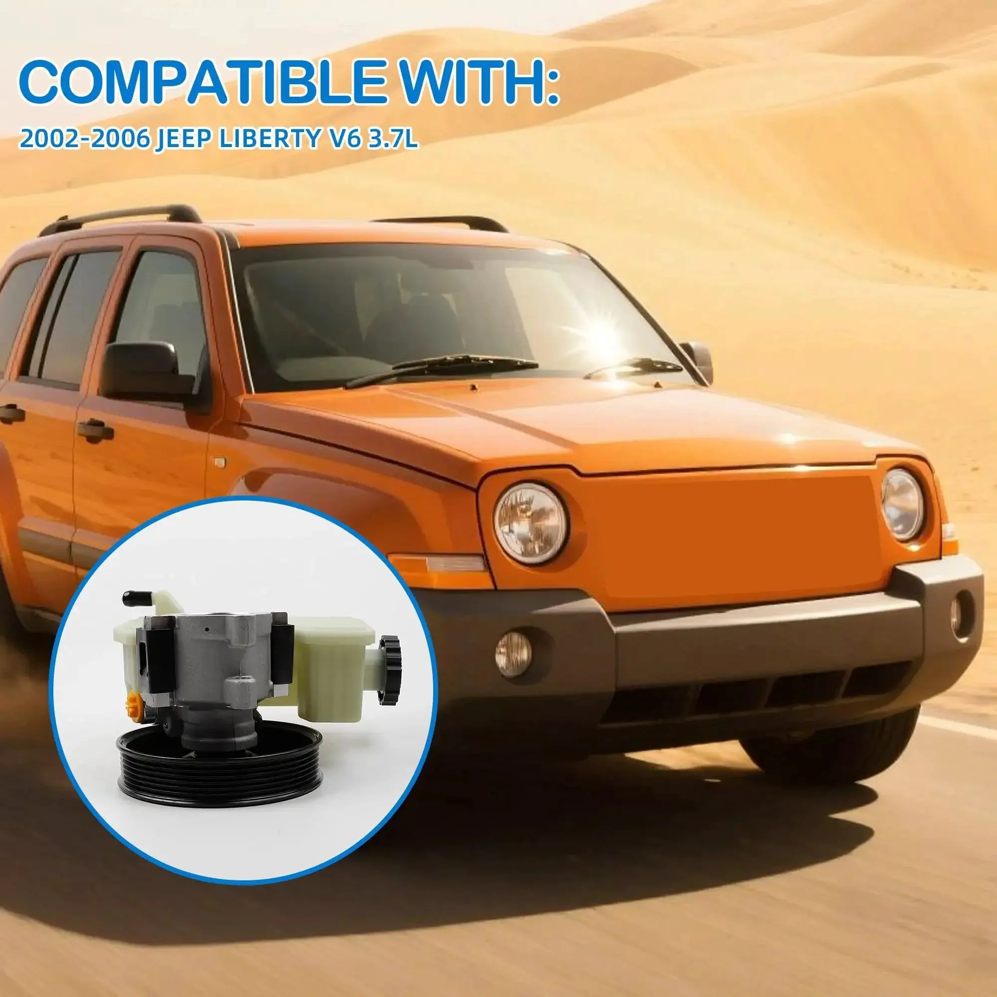 Power Steering Pump With Pulley For Jeep Liberty 2002 2003 2004 2005 2006 V6 3.7L Beefed Up Replacement Easy Install Durable Steering Part Compatible With 2064610 9664610 52088710AA 4892371AA 73375141 Smooth Steering - Image 4