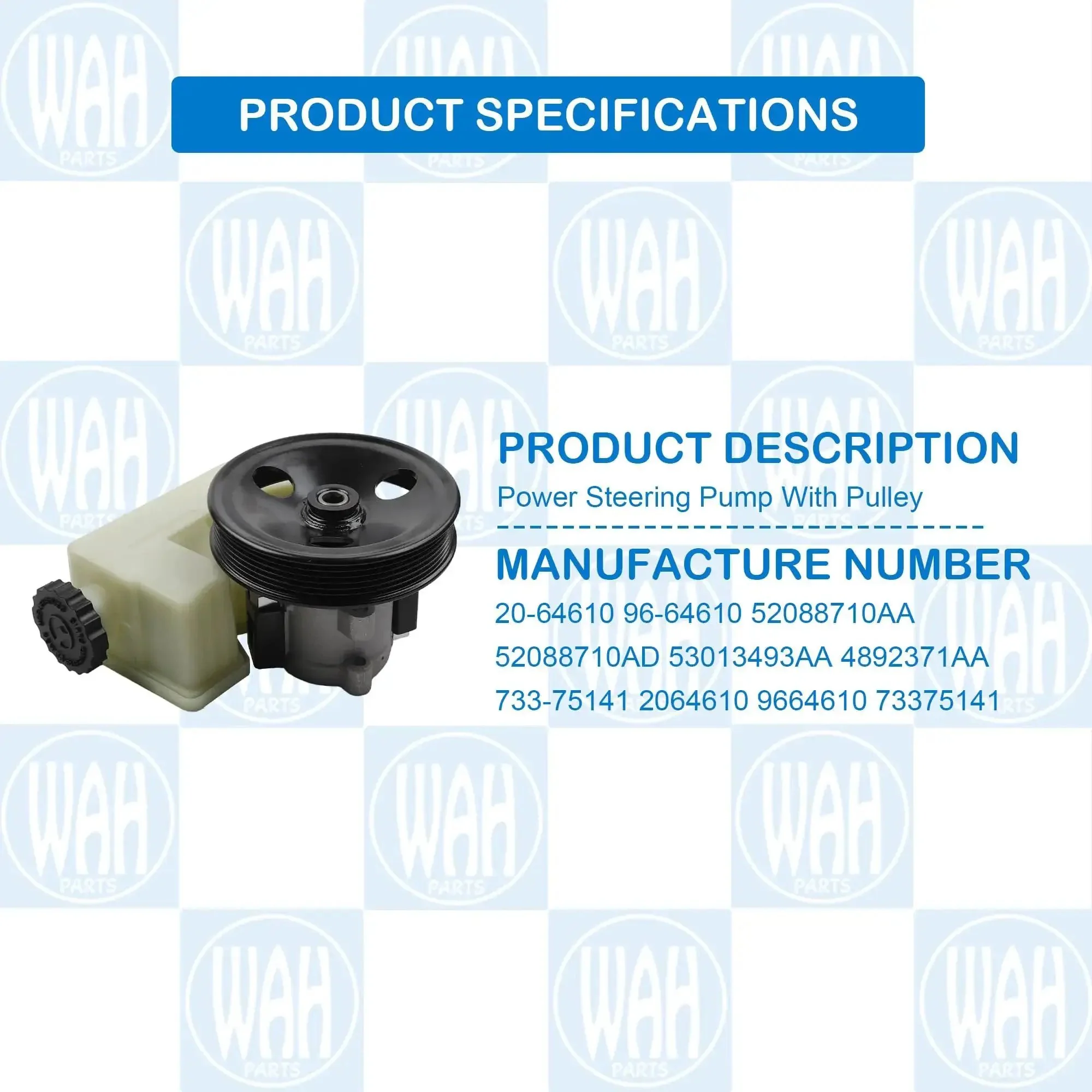 Power Steering Pump With Pulley For Jeep Liberty 2002 2003 2004 2005 2006 V6 3.7L Beefed Up Replacement Easy Install Durable Steering Part Compatible With 2064610 9664610 52088710AA 4892371AA 73375141 Smooth Steering - Image 7