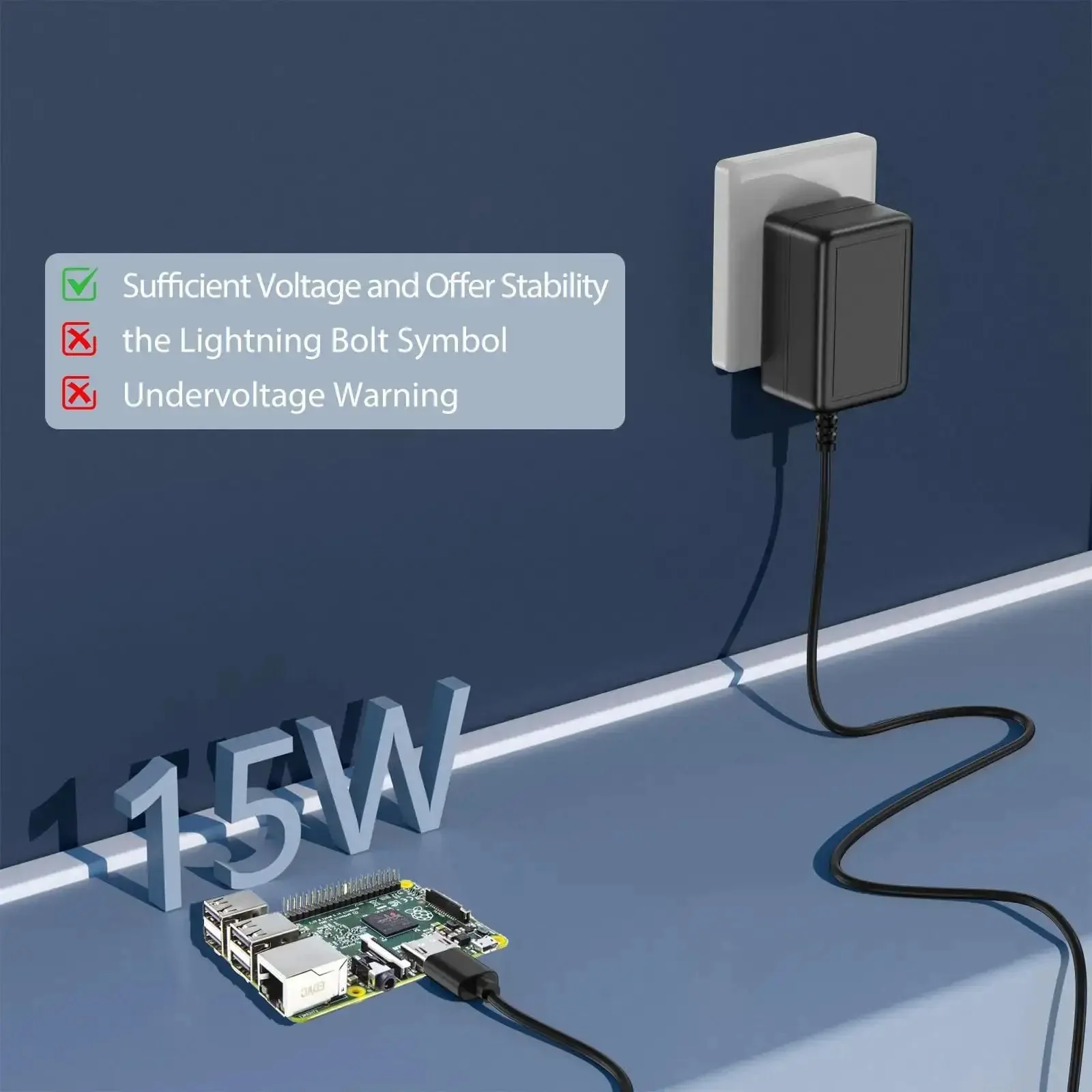 Power Supply 5V 3A Micro USB AC Adapter With A Beefy 6 Feet Cord For Pi 3 Model B B Plus 2 Model B A A Plus Zero And Android Tablets Great For Projects With Stable 5V Power Output And Global 100 240V Input - Image 5