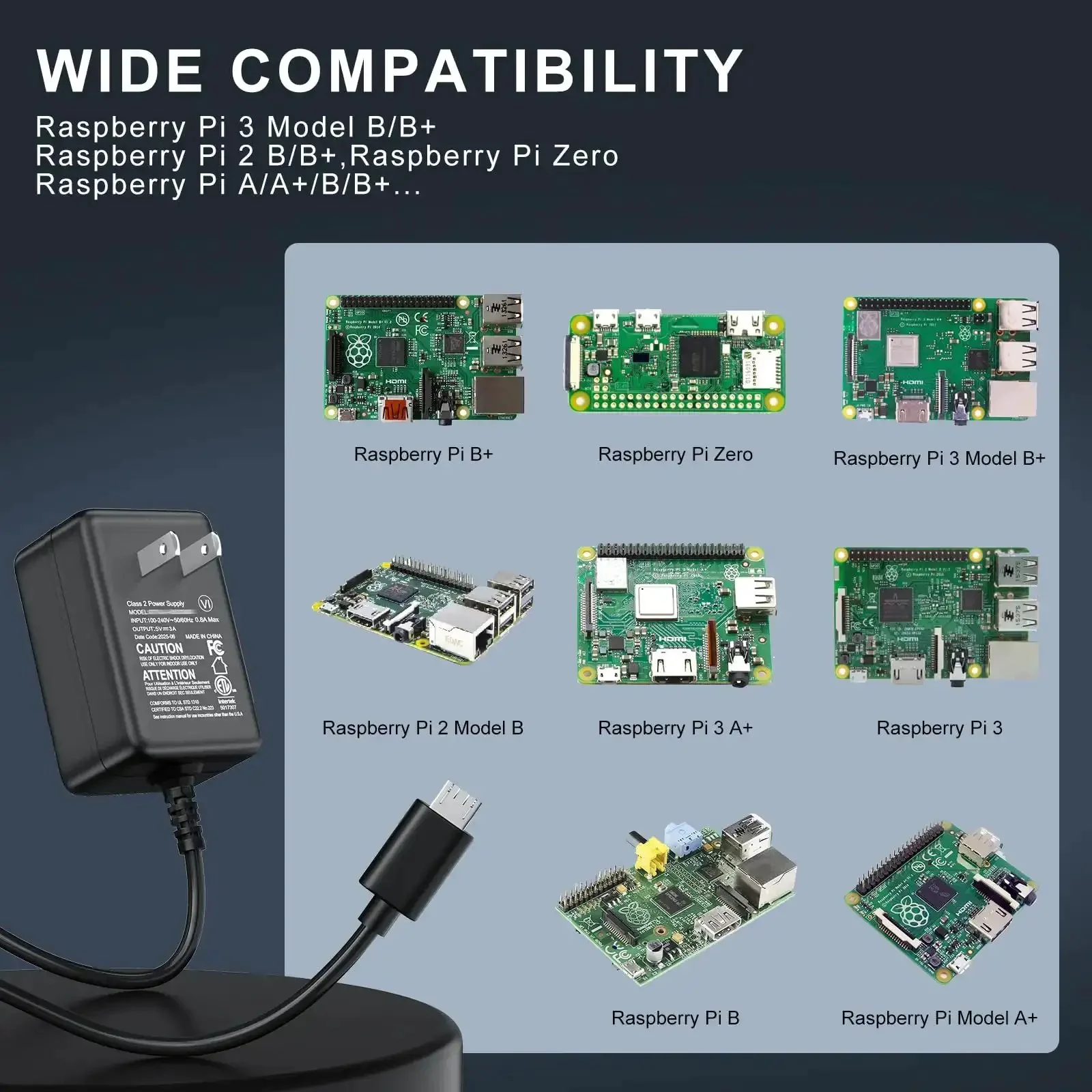 Power Supply 5V 3A Micro USB AC Adapter With A Beefy 6 Feet Cord For Pi 3 Model B B Plus 2 Model B A A Plus Zero And Android Tablets Great For Projects With Stable 5V Power Output And Global 100 240V Input - Image 6