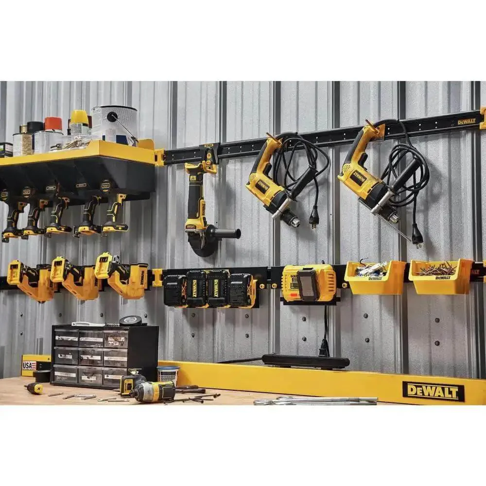 Power Tool Organizer Kit, 10-Piece Garage And Workshop Storage System With Heavy-Duty Steel Rails, Non-Slip Coating To Prevent Scratches, Patented Latching System For Secure Tool Hanging And Quick Access - Image 2