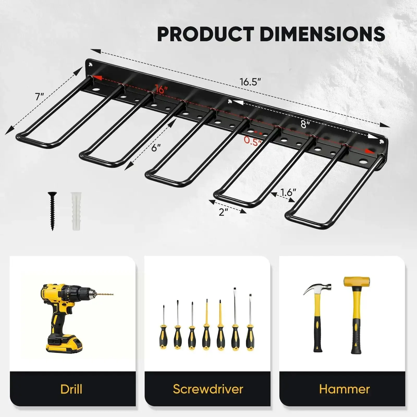 Power Tool Organizer Wall Mount Drill Holder Heavy Duty Garage Storage Rack For Workshop And Tool Room Keeps Tools Neat And Ready For Grab And Go Black Finish Space Saving Wall Mounted Tool Rack - Image 4