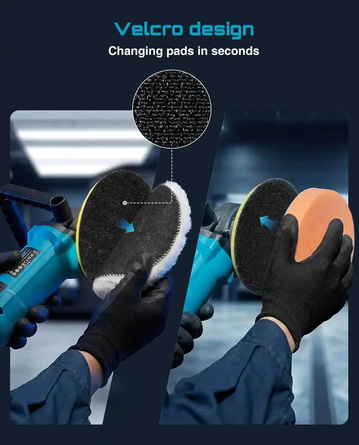 Powerful 1600W Rotary Buffer Polisher With Copper Motor, 7 Inch And 6 Inch Heads, Dual Size, Variable Speed 2056-3600 RPM, Detachable Handles, Ideal For DIY Detailers, Scratch Removal And Waxing, Car Care Pro Tool - Image 2