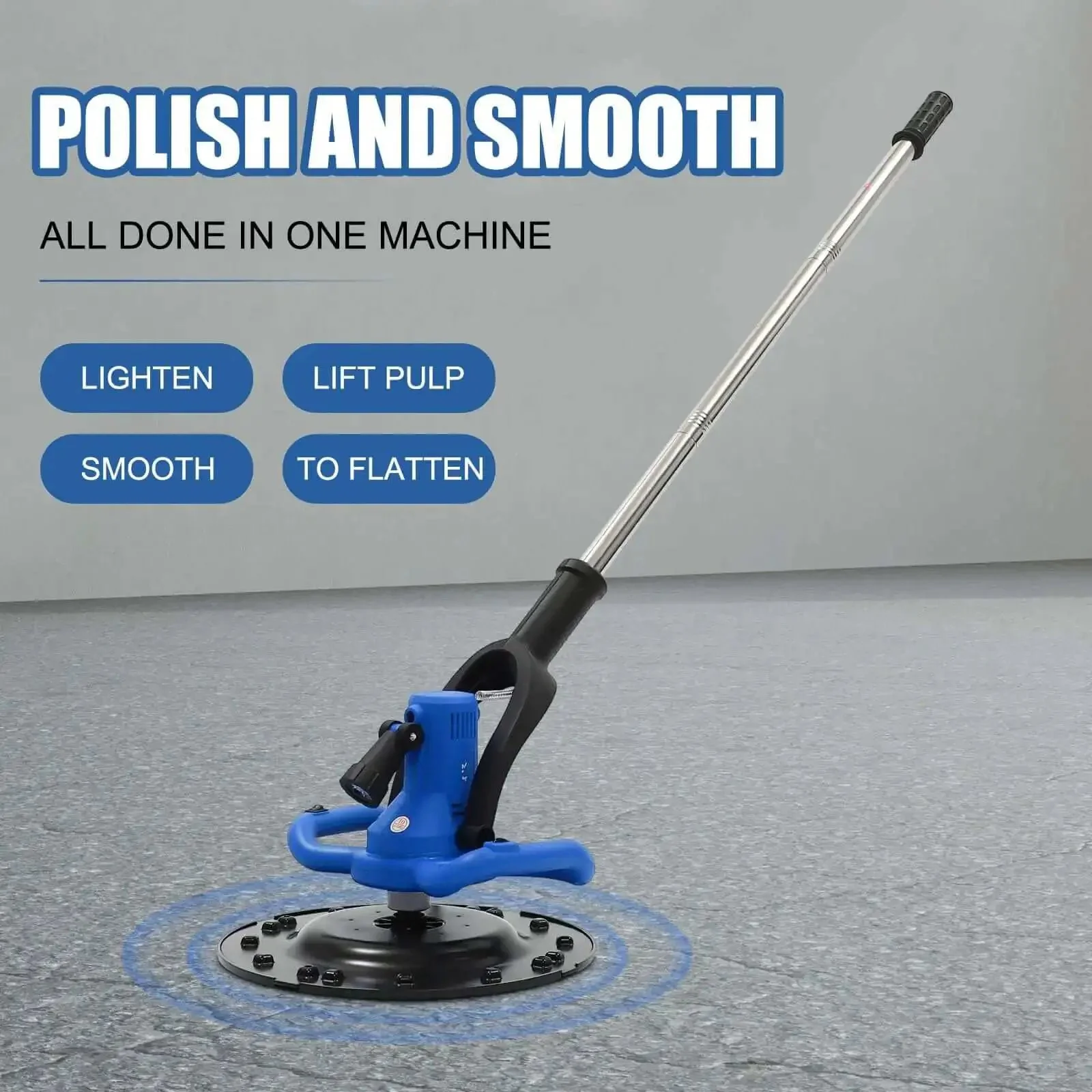 Powerful 1680W Electric Concrete Polishing Machine With Extension Rod and 90 Degree Trowel Head Three Handle Design 1 to 6 Adjustable Speed Wall Smoothing Machine for Industrial Construction Sites Blue - Image 7