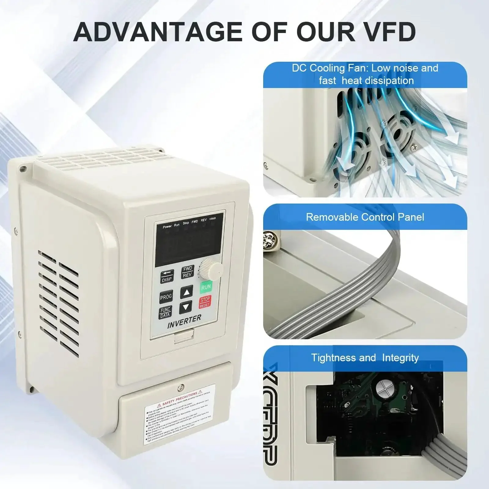 Powerful 220V VFD Inverter For Motor Speed Control 1.5KW With 50 And 60 Hz Capability 0 To 400 Hz Output Single Phase Input Three Phase Output Easy Plug And Play Frequency Converter For Industrial Motors - Image 4