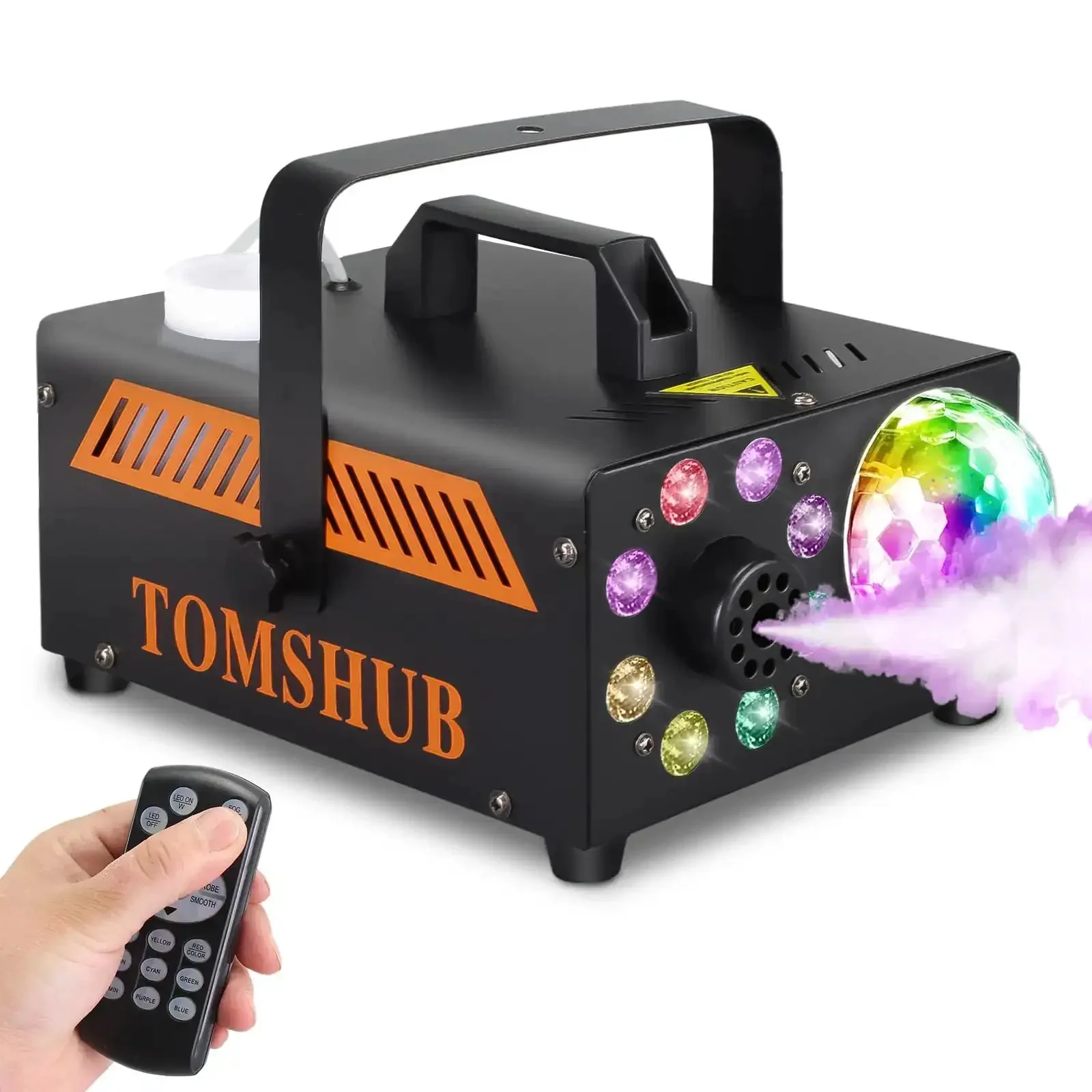 Powerful 600W Fog Machine With Disco Ball And 13 Color LED Lights For Halloween Parties Weddings And DJs Big Party Vibes With 2000 CFM High Output Wireless Remote And Auto Spray