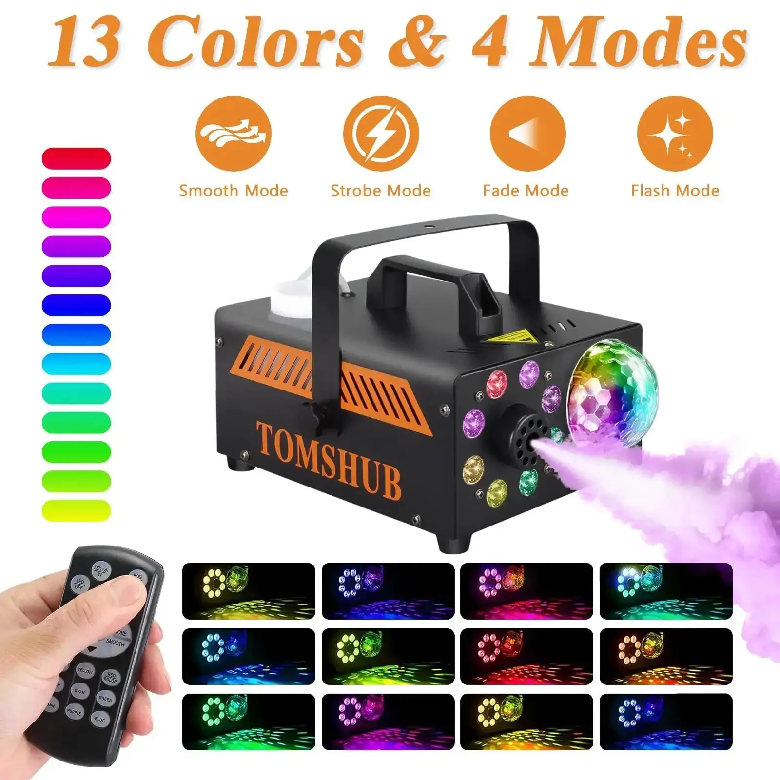 Powerful 600W Fog Machine With Disco Ball And 13 Color LED Lights For Halloween Parties Weddings And DJs Big Party Vibes With 2000 CFM High Output Wireless Remote And Auto Spray - Image 7