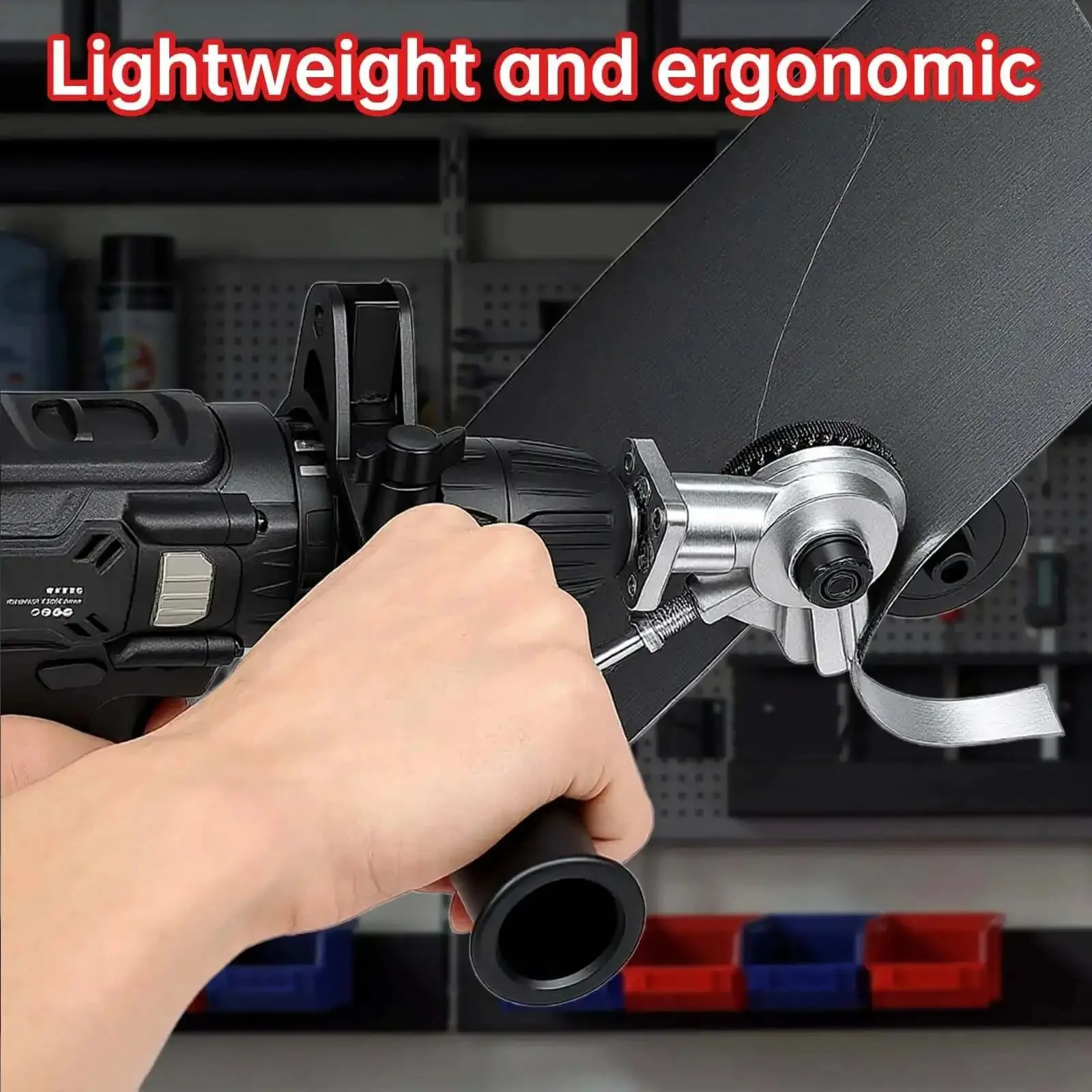 Powerful And Effortless Heavy Duty Drill Metal Cutter Attachment For Sheet Metal Cutting Nibbler Style Plate Cutter That Easily Slices Iron Steel Copper Aluminum Tin And More For DIY Projects And Roofing - Image 6