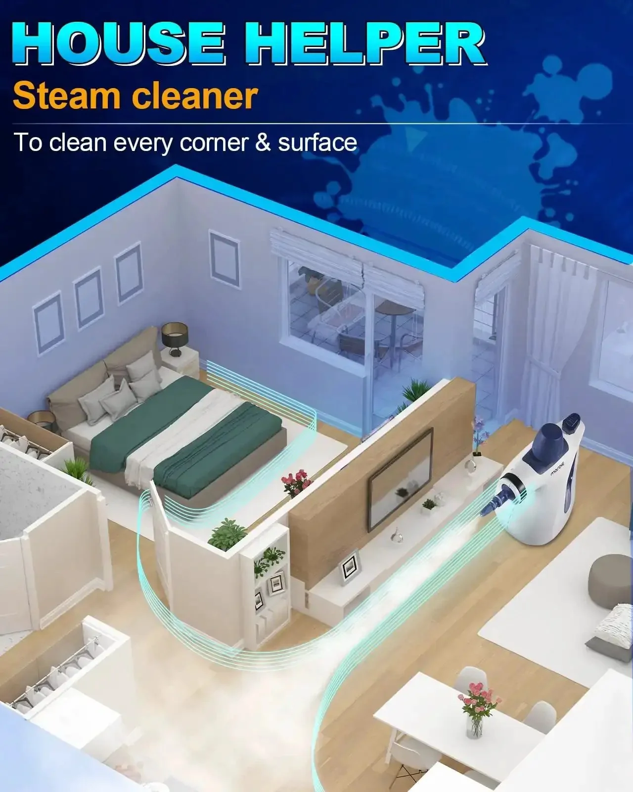 Powerful Handheld Pressurized Steam Cleaner With 11-Piece Accessory Kit For Multi-Surface Cleaning, Your Go-To All-Natural Steam Cleaner For Home, Upholstery, Car, Floors, Kitchen And More - Image 4