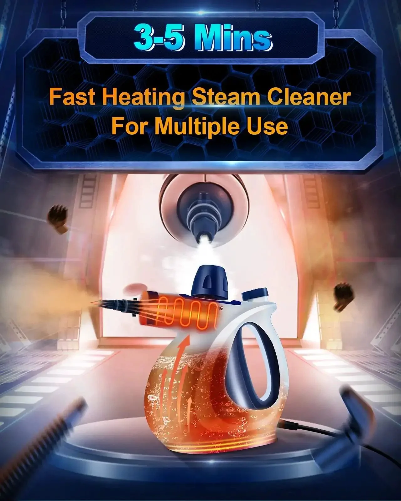 Powerful Handheld Pressurized Steam Cleaner With 11-Piece Accessory Kit For Multi-Surface Cleaning, Your Go-To All-Natural Steam Cleaner For Home, Upholstery, Car, Floors, Kitchen And More - Image 6