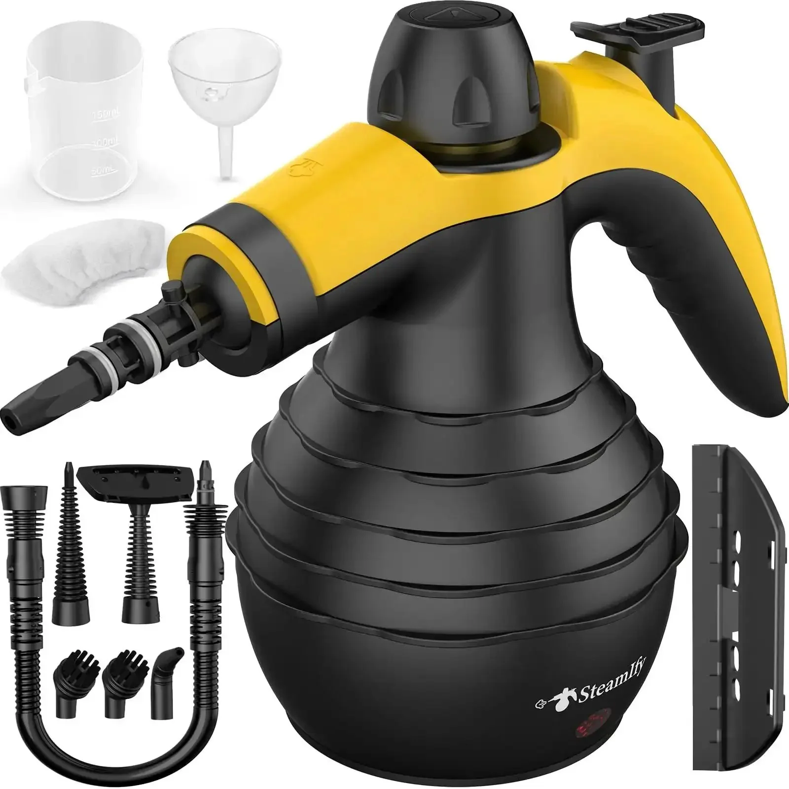 Powerful Handheld Steam Cleaner With 1050W Quick Heat In 3 To 5 Minutes, 230 F Pressurized Steam For 7 To 15 Minutes, No Chemicals Needed, 10 Accessories, Safety Lock, Ideal For Home Car Bathroom Shower Grout Window