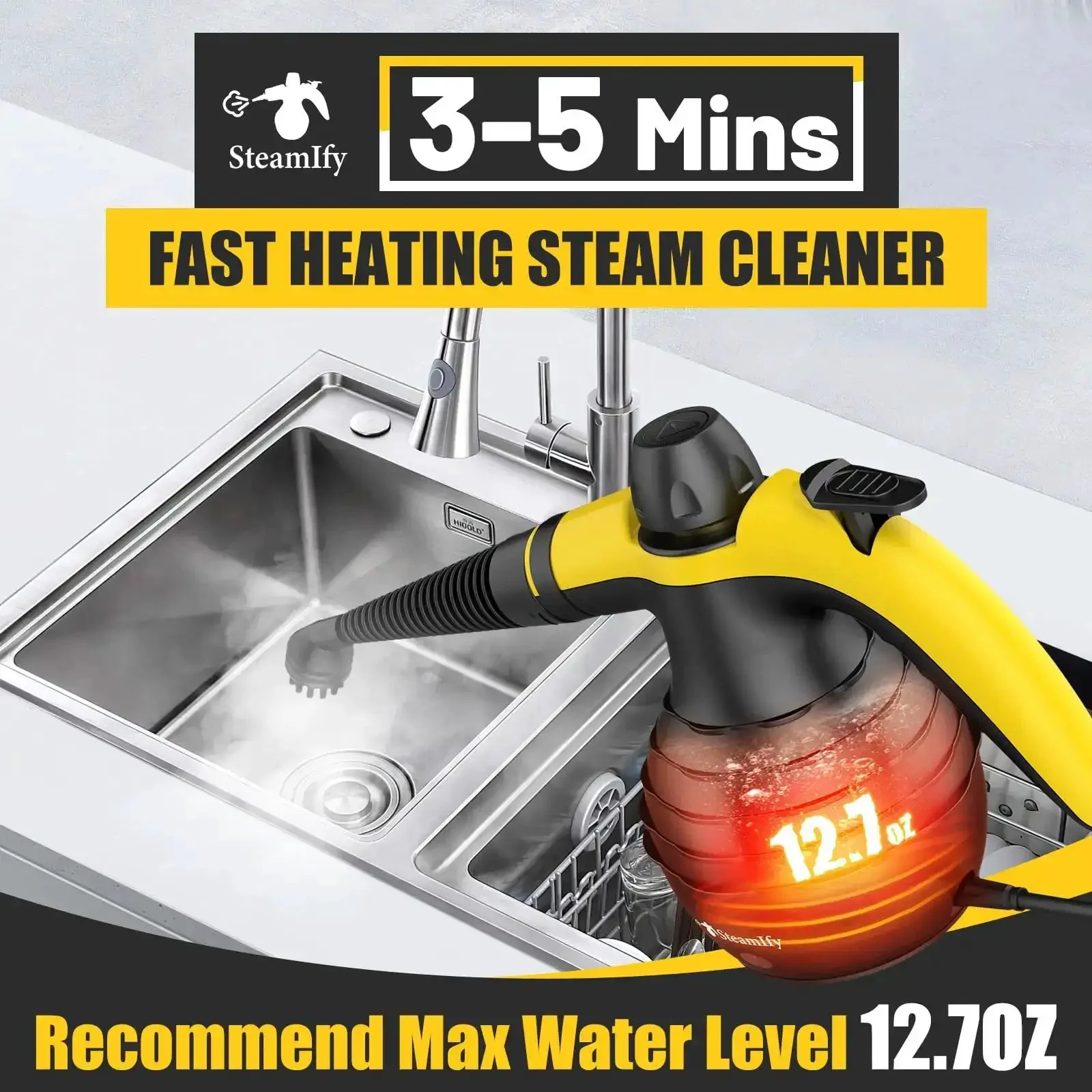 Powerful Handheld Steam Cleaner With 1050W Quick Heat In 3 To 5 Minutes, 230 F Pressurized Steam For 7 To 15 Minutes, No Chemicals Needed, 10 Accessories, Safety Lock, Ideal For Home Car Bathroom Shower Grout Window - Image 6