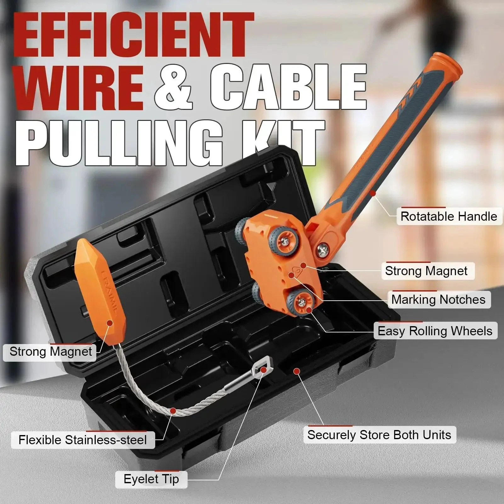 Powerful Magnetic Wire Puller For Electrical Wiring With Rare Earth Magnets And Stainless Steel Leader, Makes Cable Fishing Through Walls And Tight Spaces A Breeze, Doubles As A Stud Finder, Includes Durable Hard Plastic Case - Image 5