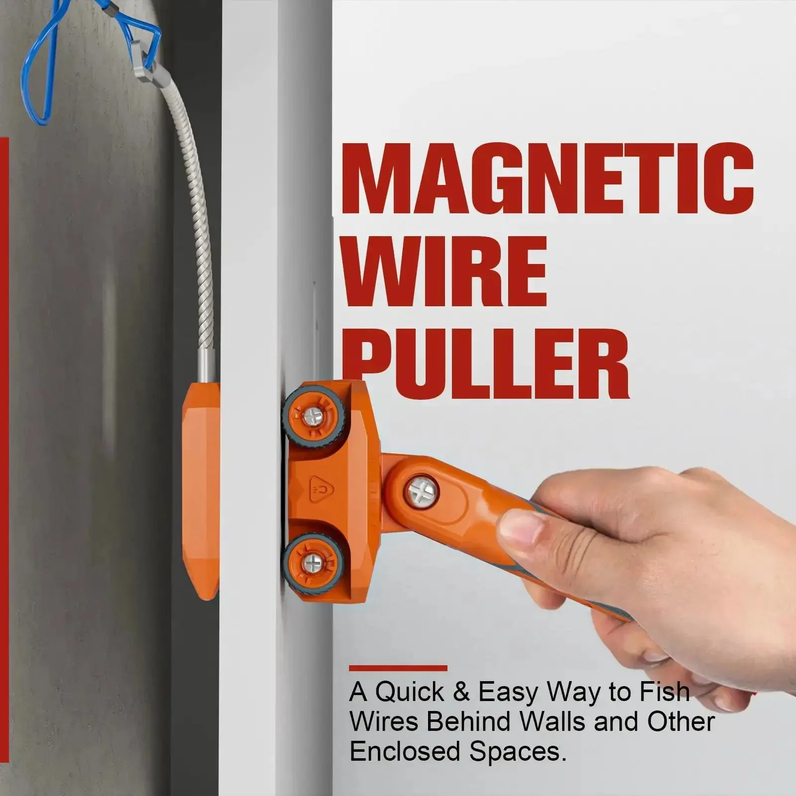 Powerful Magnetic Wire Puller For Electrical Wiring With Rare Earth Magnets And Stainless Steel Leader, Makes Cable Fishing Through Walls And Tight Spaces A Breeze, Doubles As A Stud Finder, Includes Durable Hard Plastic Case - Image 7