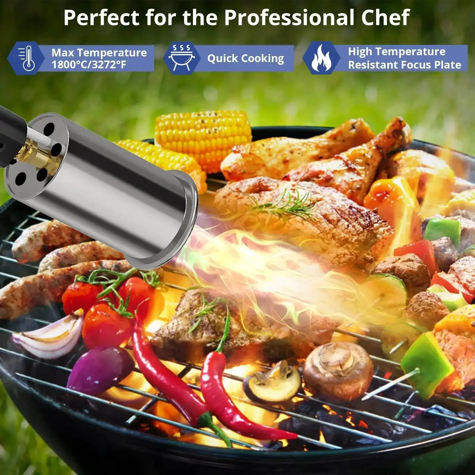 Powerful Propane Torch For Grillin And Cookin, Grilling Steak, Searing, Sous Vide, Welding, And Wood Burning, Adjustable Flame, Easy Start Campfire Starter, Heavy Duty BBQ Tool With Safety Lock, Propane Tank Not Included - Image 5