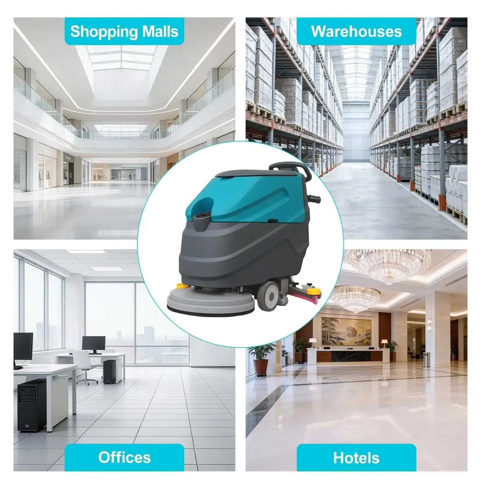 Powerful Walk Behind Floor Scrubber Polisher Dryer That Dries Floors Fast, 22 Inch Cleaning Width and 31.5 Inch Suction, 18.5 Gallon Tank, Cleans Up To 32000 Sqft Per Hour, Complete Parts Set, For Hardwood Tile And Hard Floors - Image 2